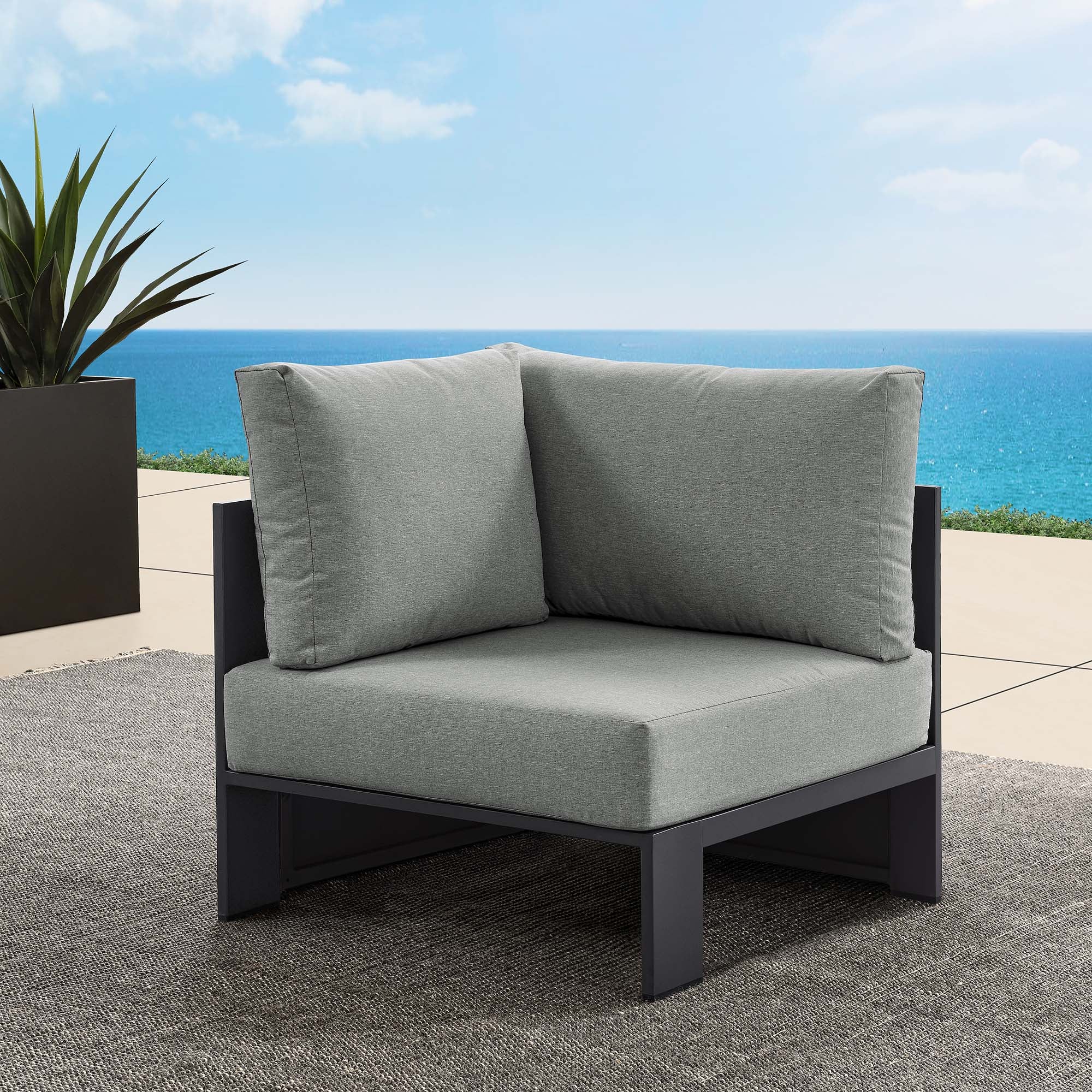 Tahoe Outdoor Patio Powder-Coated Aluminum Modular Corner Chair by Modway - Image 8
