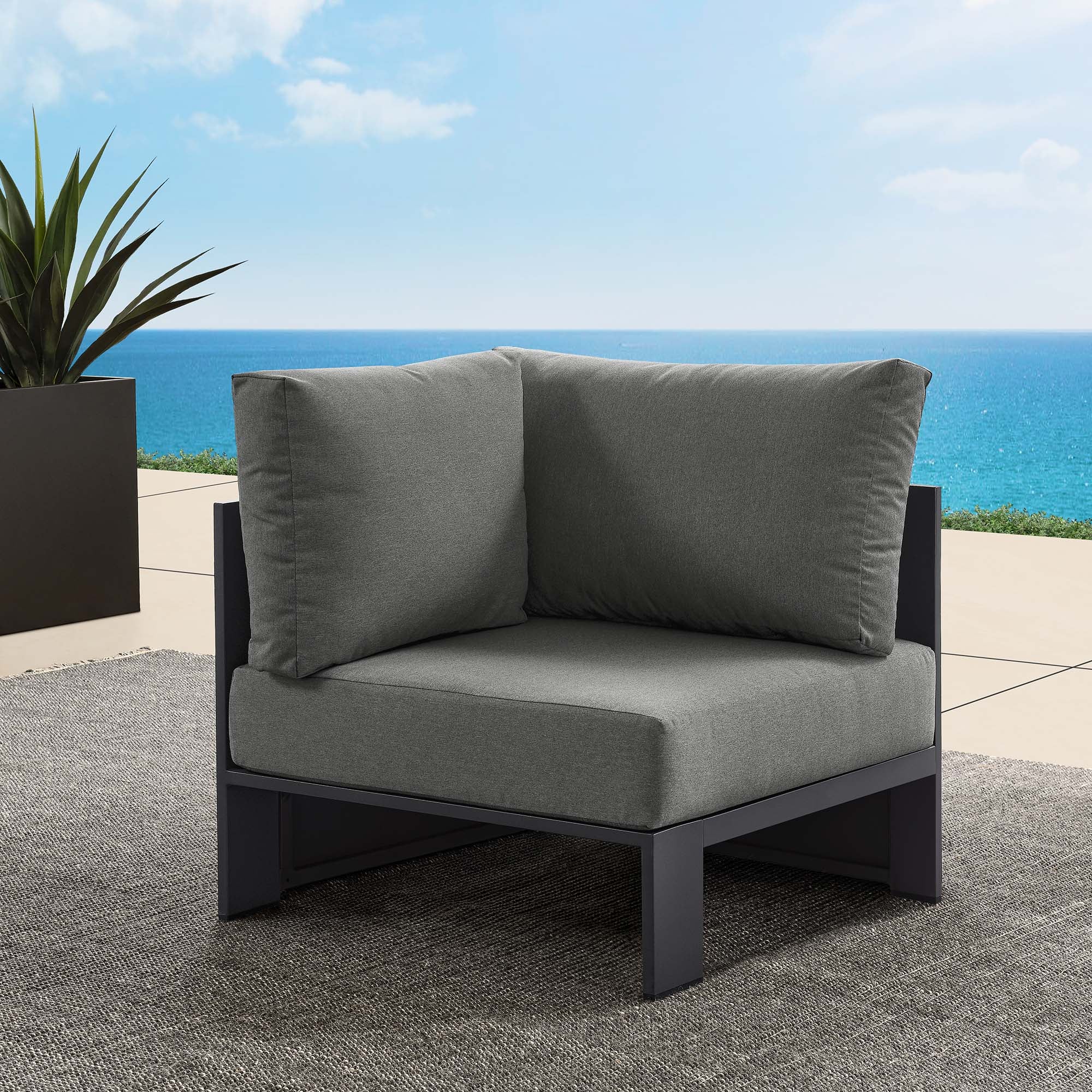 Tahoe Outdoor Patio Powder-Coated Aluminum Modular Corner Chair by Modway - Image 9