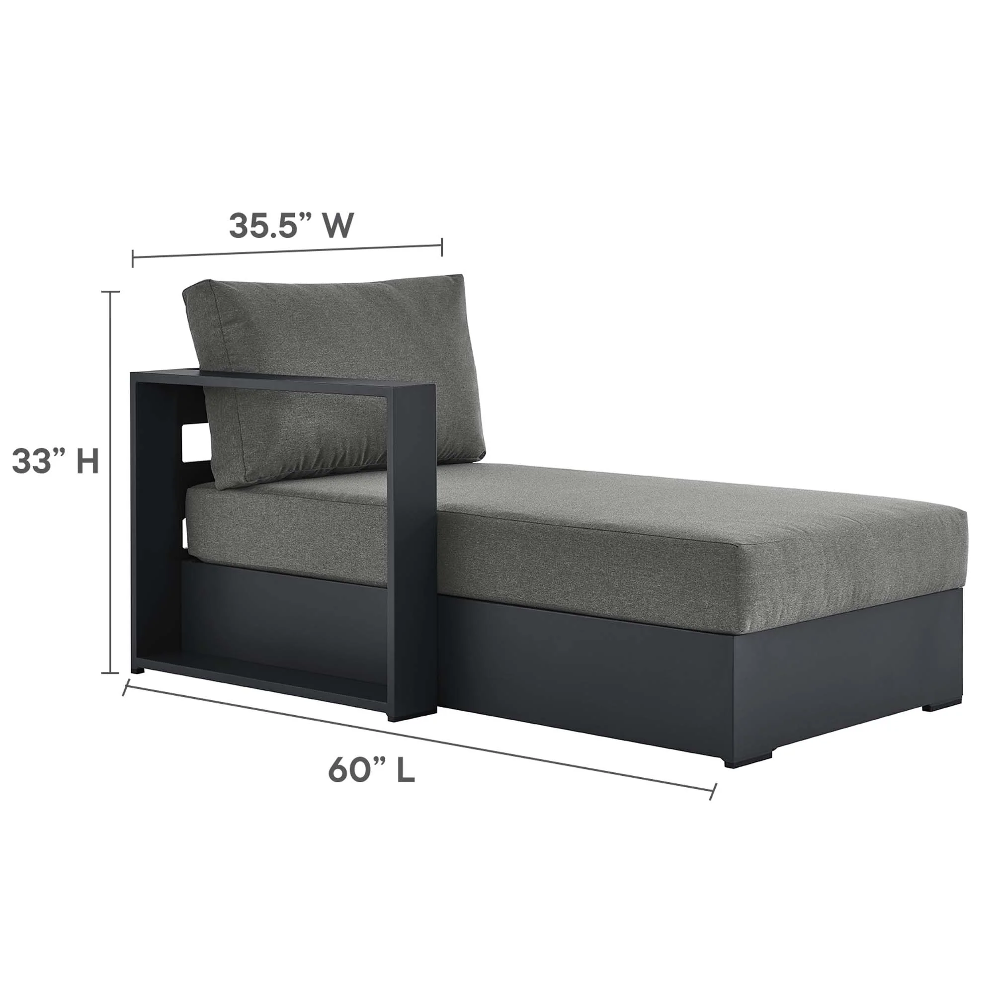 Tahoe Outdoor Patio Powder-Coated Aluminum Left-Facing Chaise Lounge - Image 17