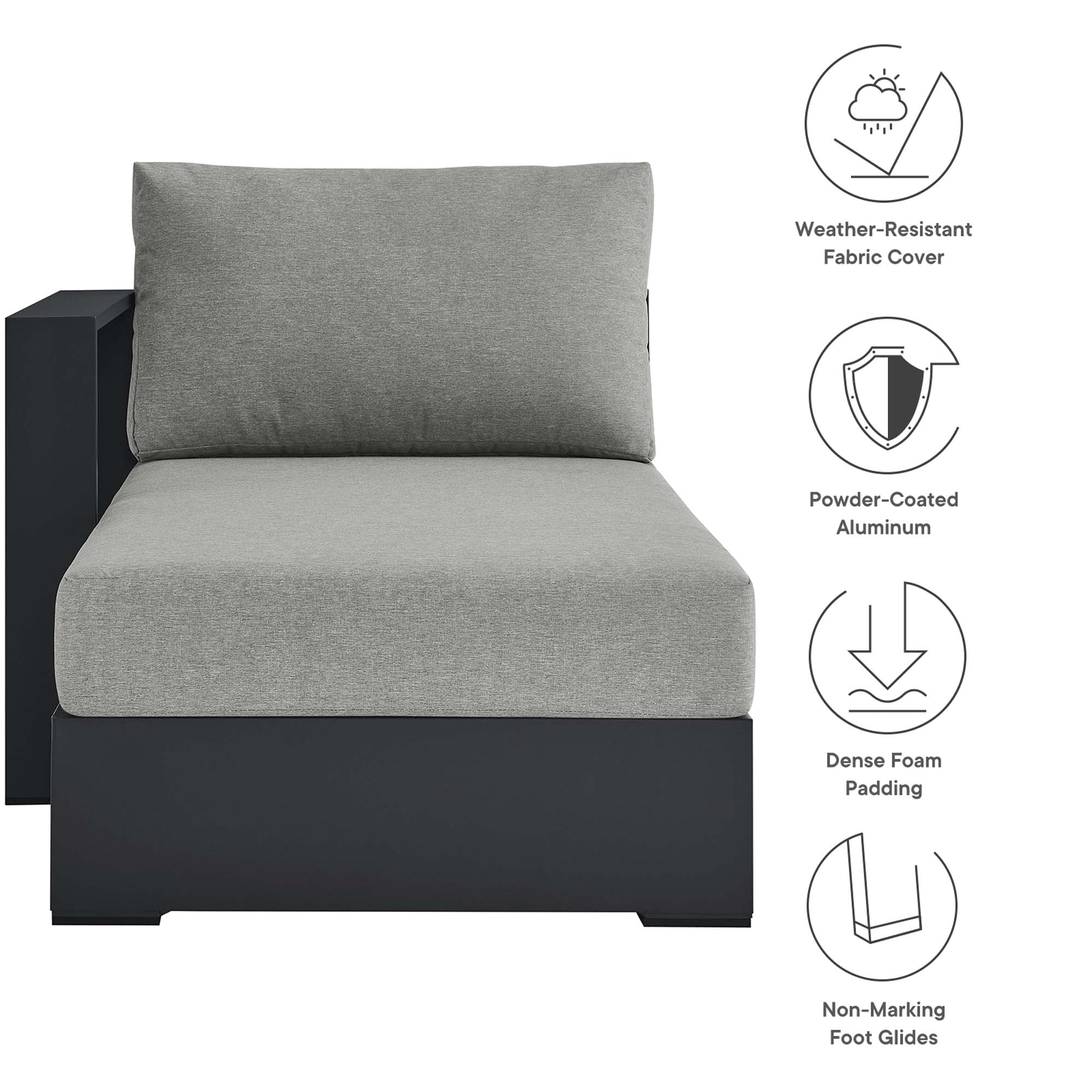 Tahoe Outdoor Patio Powder-Coated Aluminum Left-Facing Chaise Lounge - Image 18