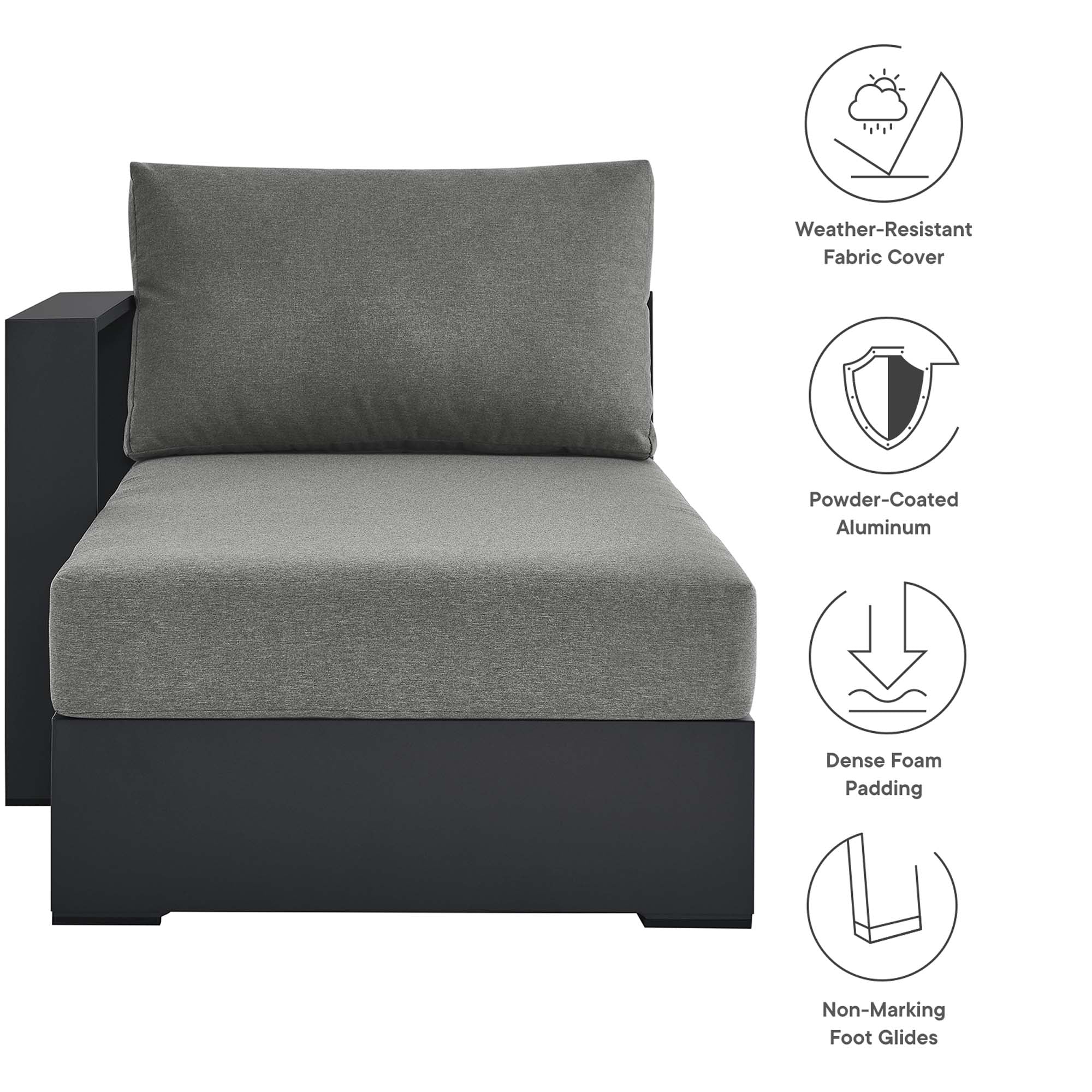 Tahoe Outdoor Patio Powder-Coated Aluminum Left-Facing Chaise Lounge - Image 19