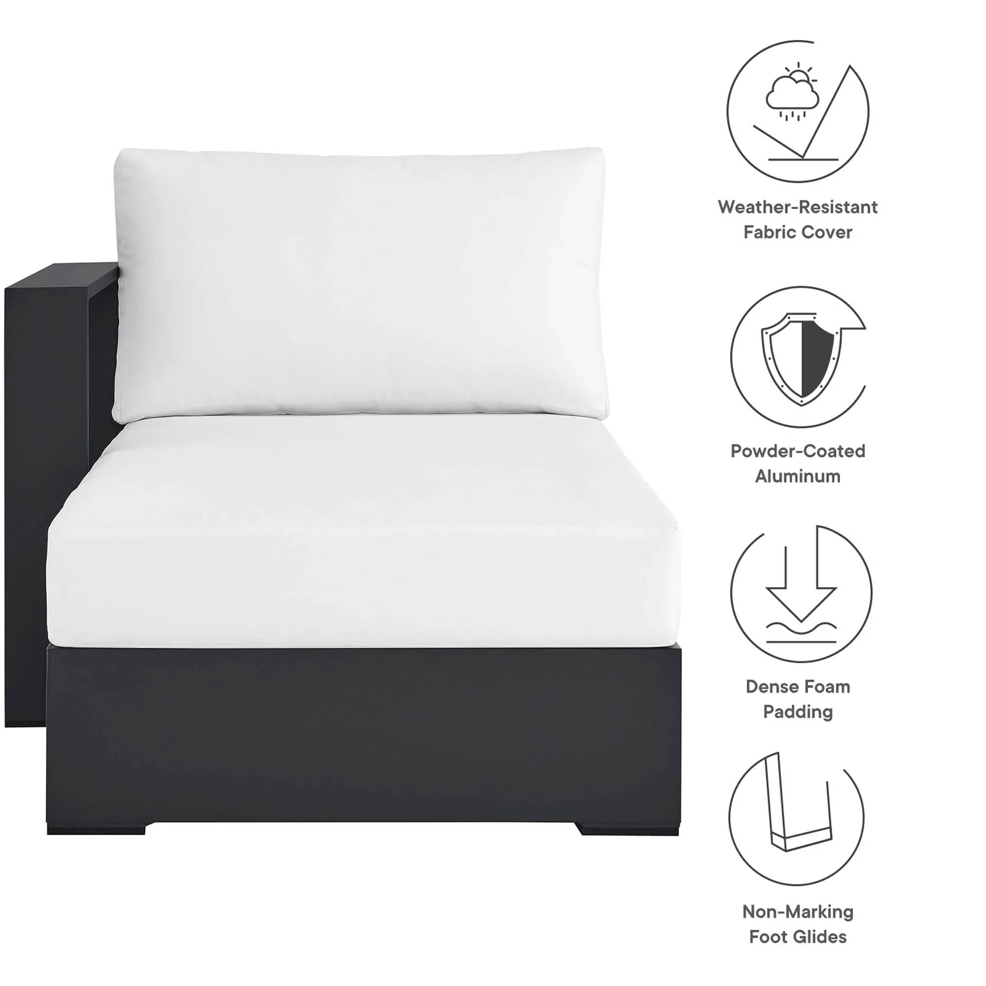 Tahoe Outdoor Patio Powder-Coated Aluminum Left-Facing Chaise Lounge - Image 2