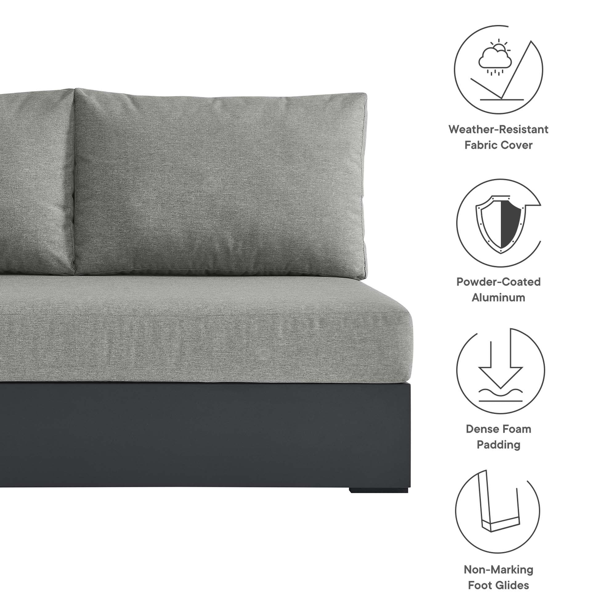 Tahoe Outdoor Patio Powder-Coated Aluminum Modular Left-Facing Loveseat by Modway - Image 16