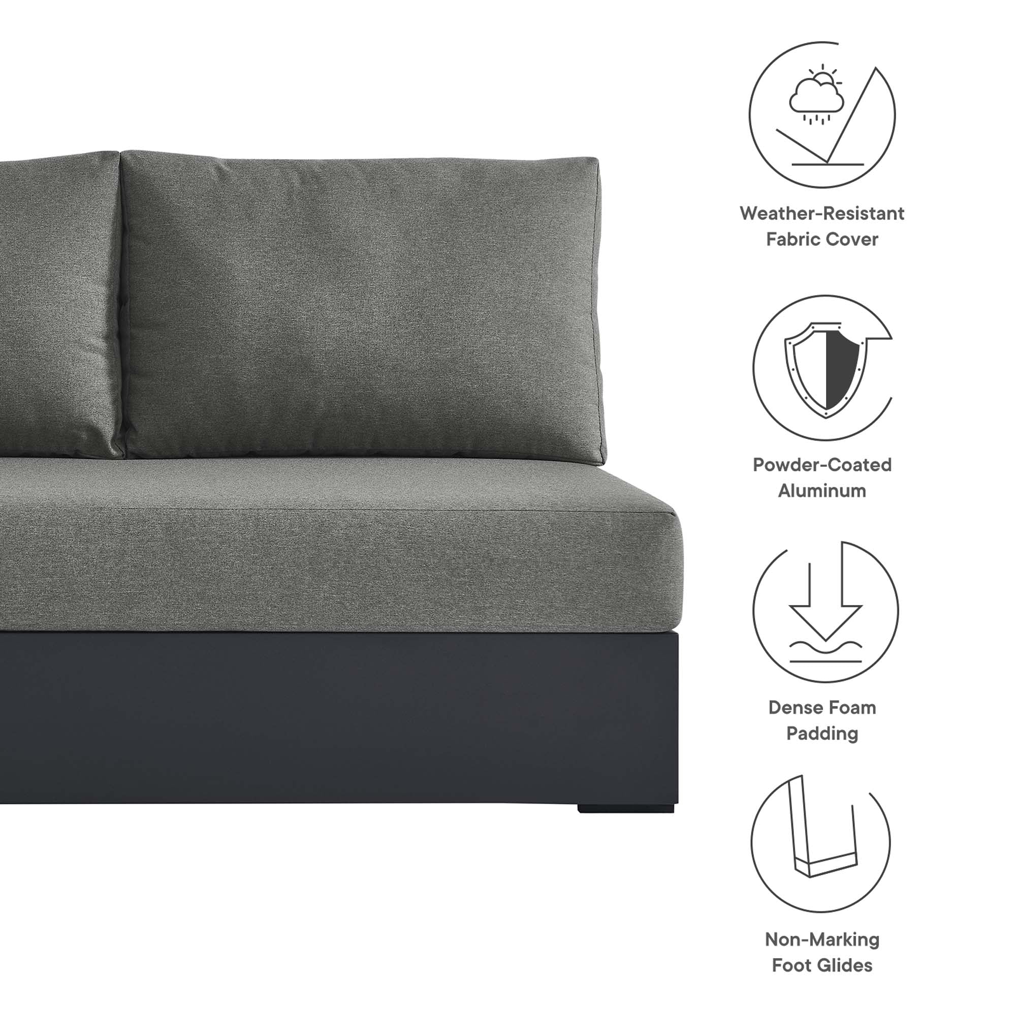 Tahoe Outdoor Patio Powder-Coated Aluminum Modular Left-Facing Loveseat by Modway - Image 17