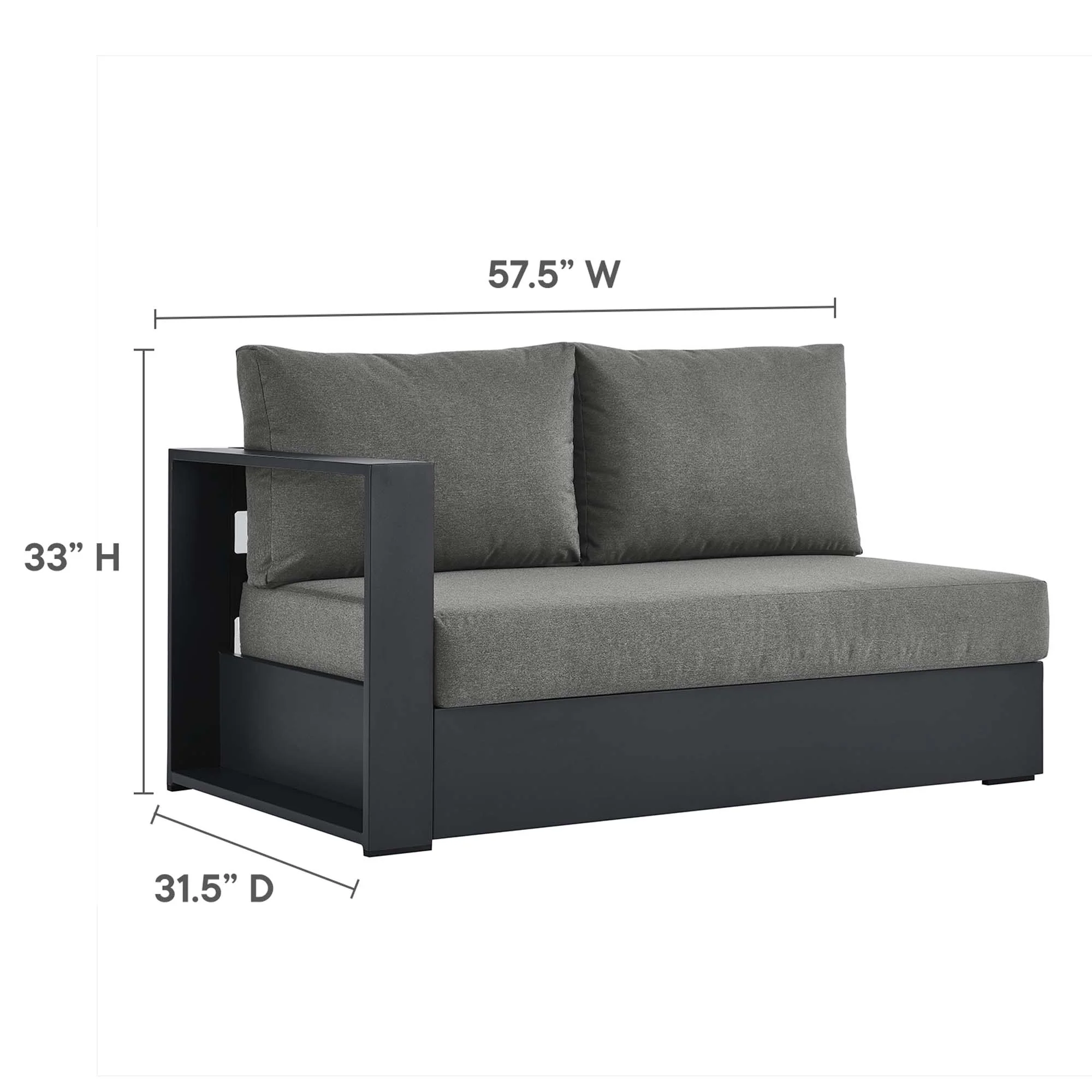 Tahoe Outdoor Patio Powder-Coated Aluminum Modular Left-Facing Loveseat by Modway - Image 19