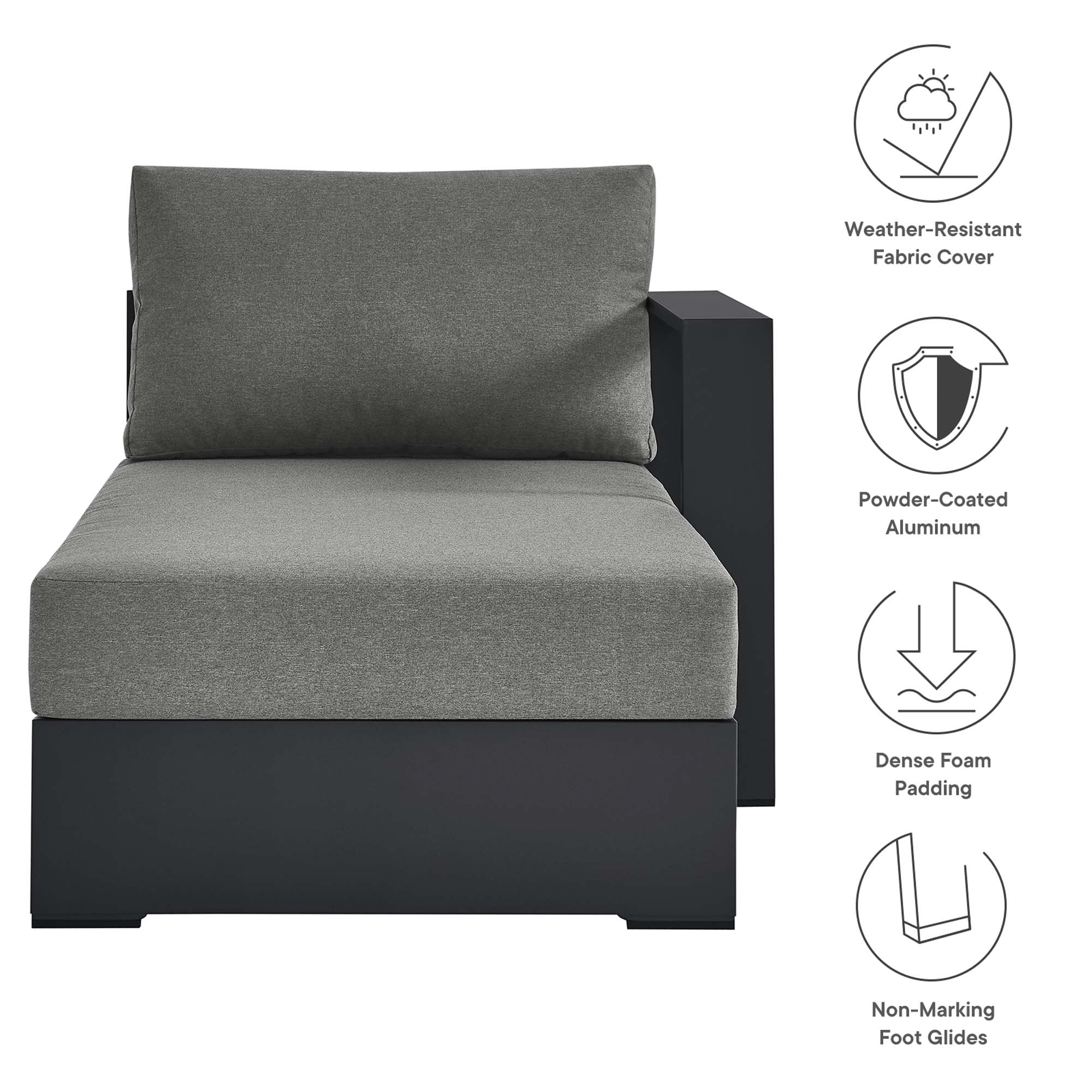 Tahoe Outdoor Patio Powder-Coated Aluminum Right-Facing Chaise Lounge - Image 19