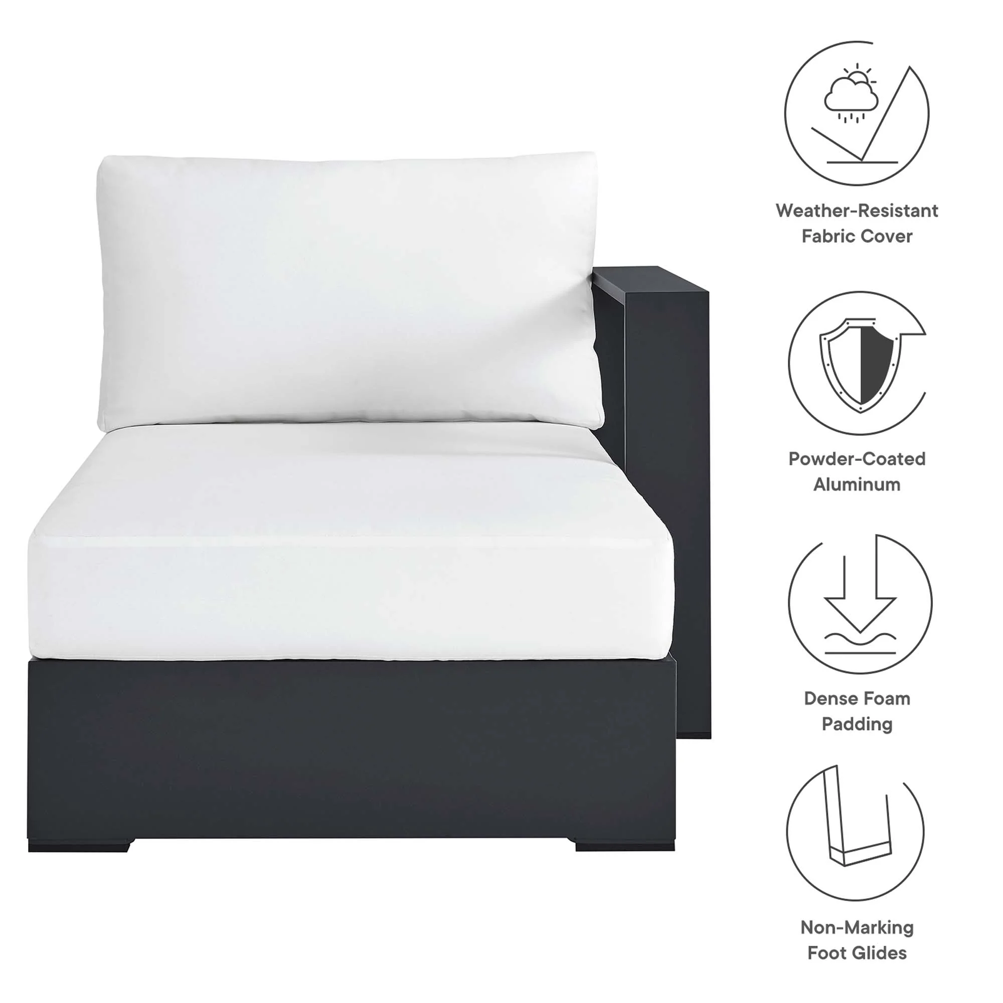 Tahoe Outdoor Patio Powder-Coated Aluminum Right-Facing Chaise Lounge - Image 2