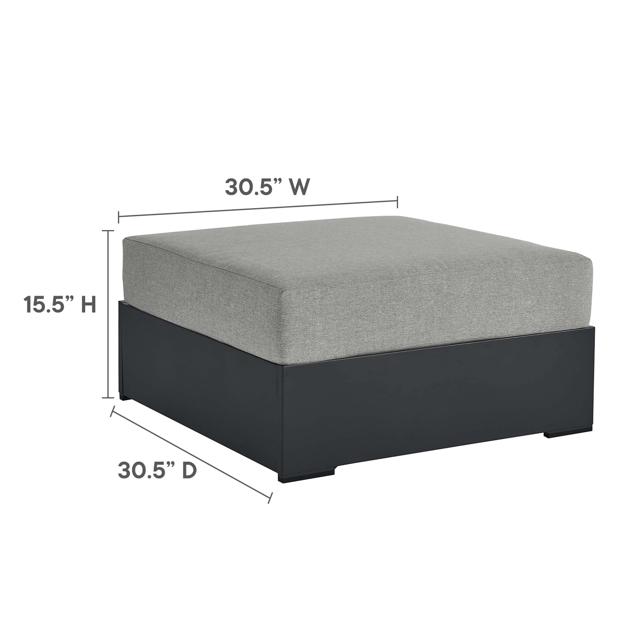 Tahoe Outdoor Patio Powder-Coated Aluminum Ottoman by Modway - Image 16