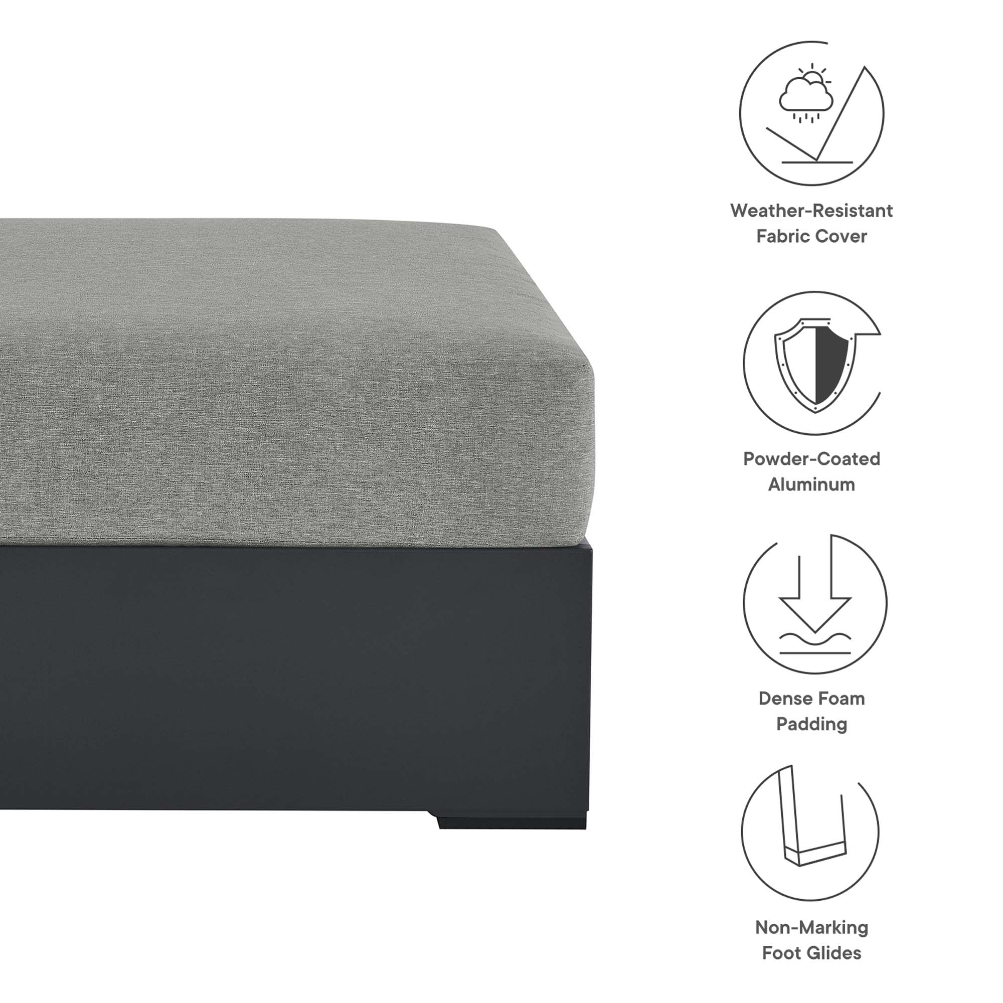 Tahoe Outdoor Patio Powder-Coated Aluminum Ottoman by Modway - Image 18