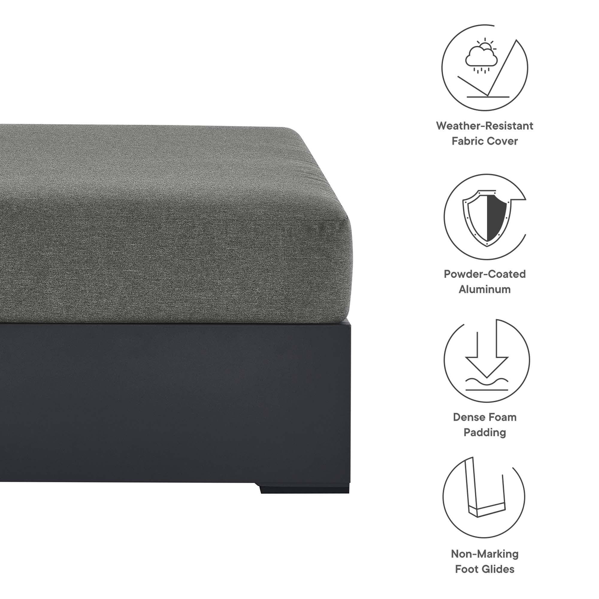 Tahoe Outdoor Patio Powder-Coated Aluminum Ottoman by Modway - Image 19