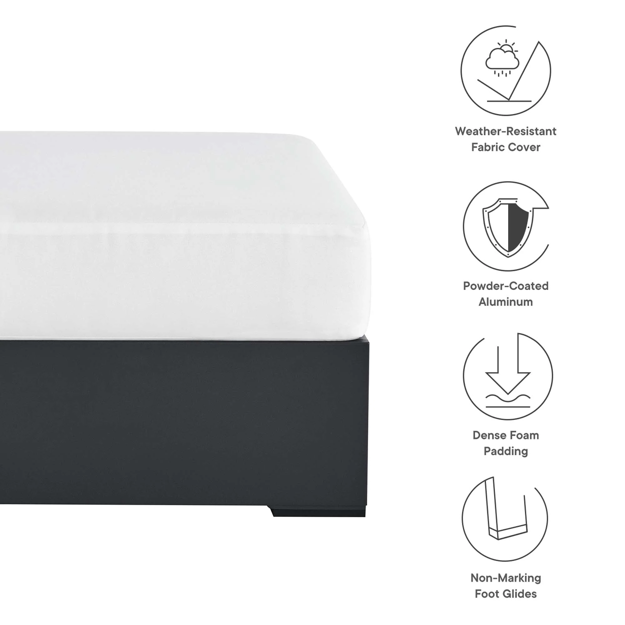 Tahoe Outdoor Patio Powder-Coated Aluminum Ottoman by Modway - Image 2
