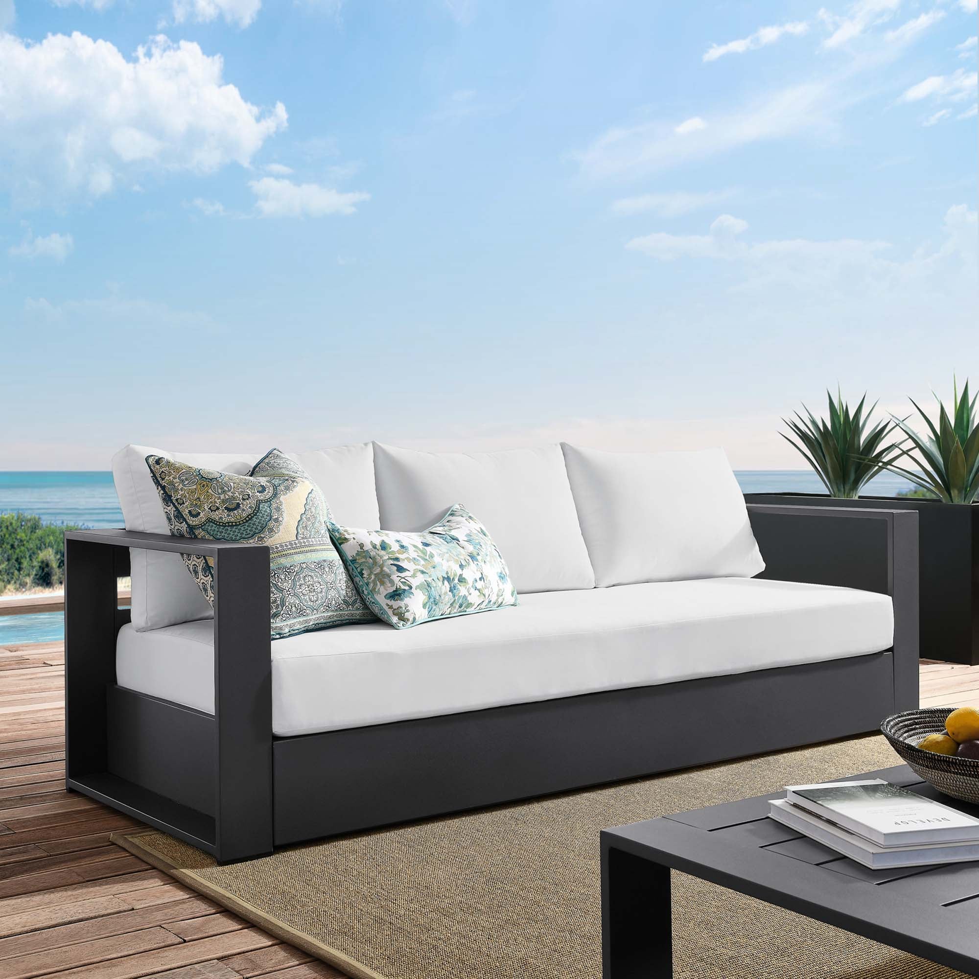 Tahoe Outdoor Patio Powder-Coated Aluminum Sofa by Modway - Image 10