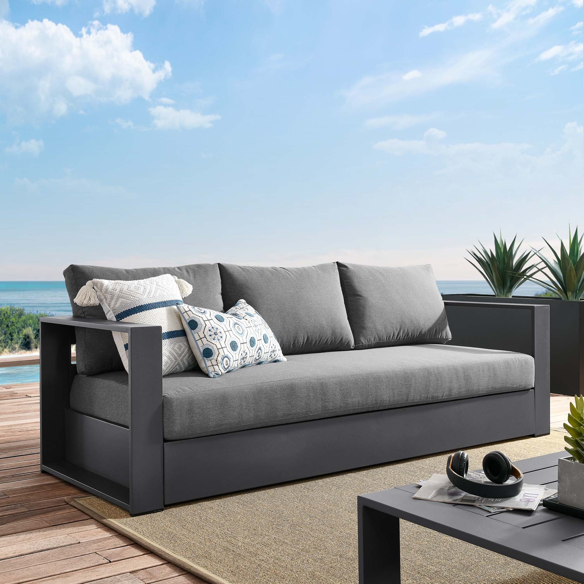 Tahoe Outdoor Patio Powder-Coated Aluminum Sofa by Modway - Image 11