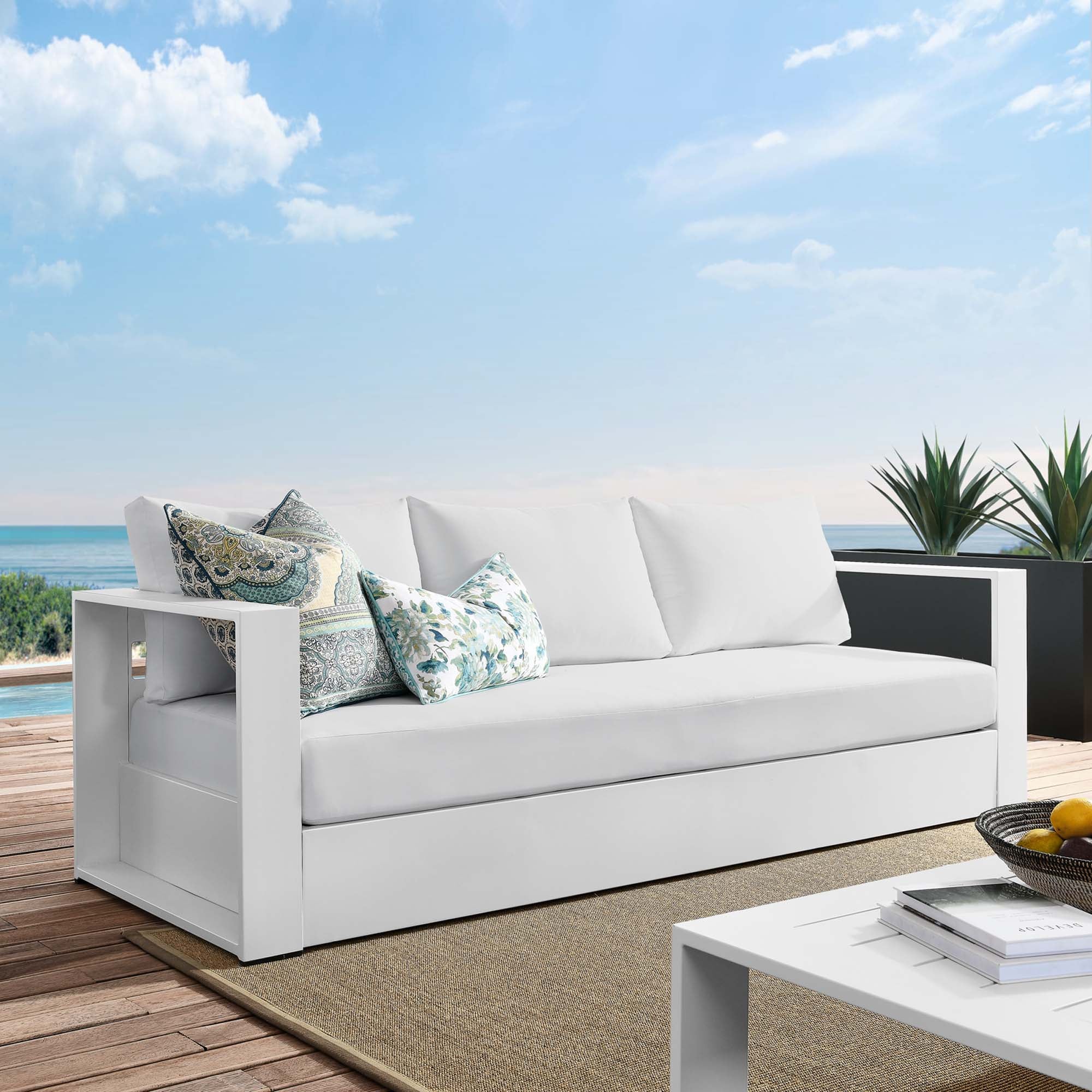 Tahoe Outdoor Patio Powder-Coated Aluminum Sofa by Modway - Image 12