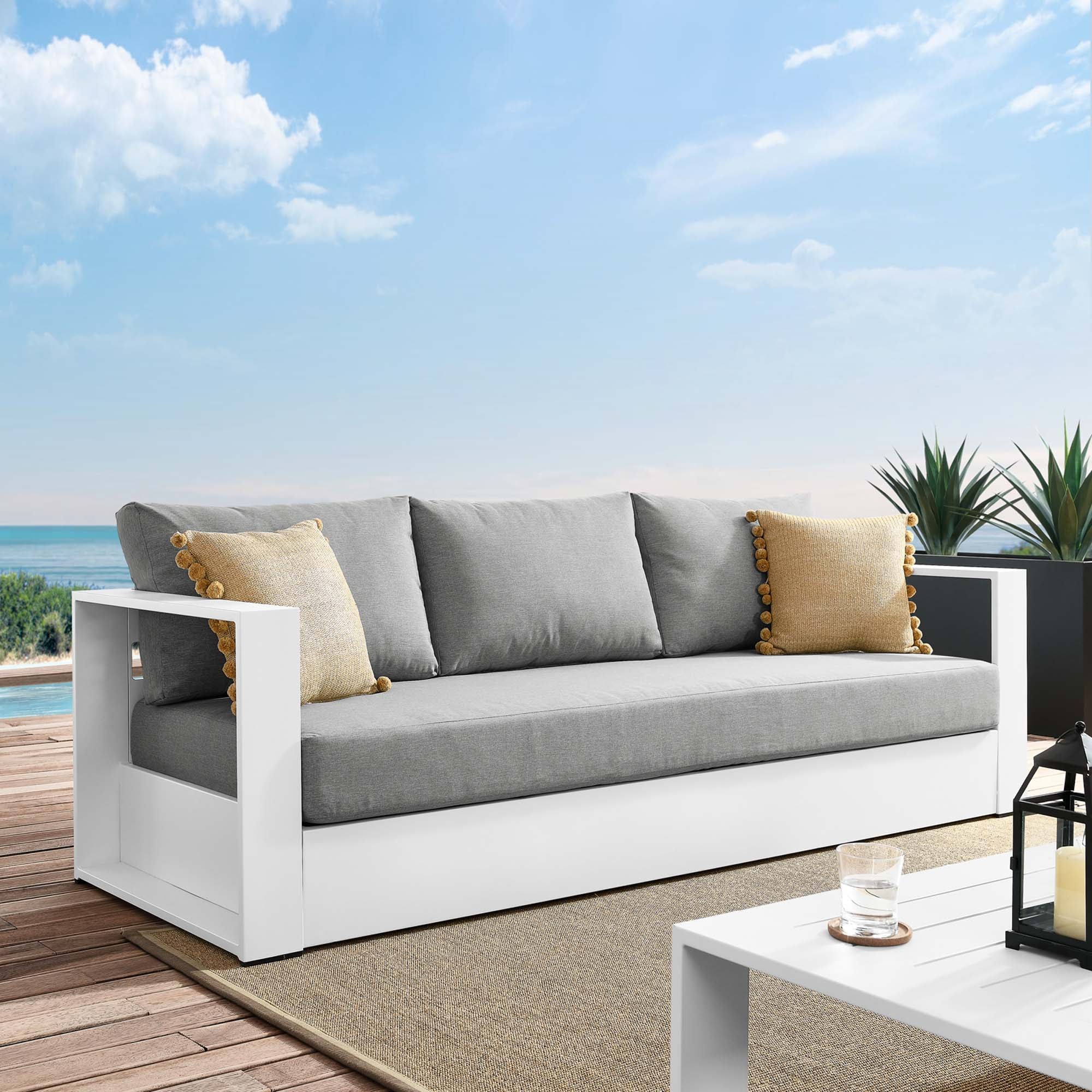 Tahoe Outdoor Patio Powder-Coated Aluminum Sofa by Modway - Image 7