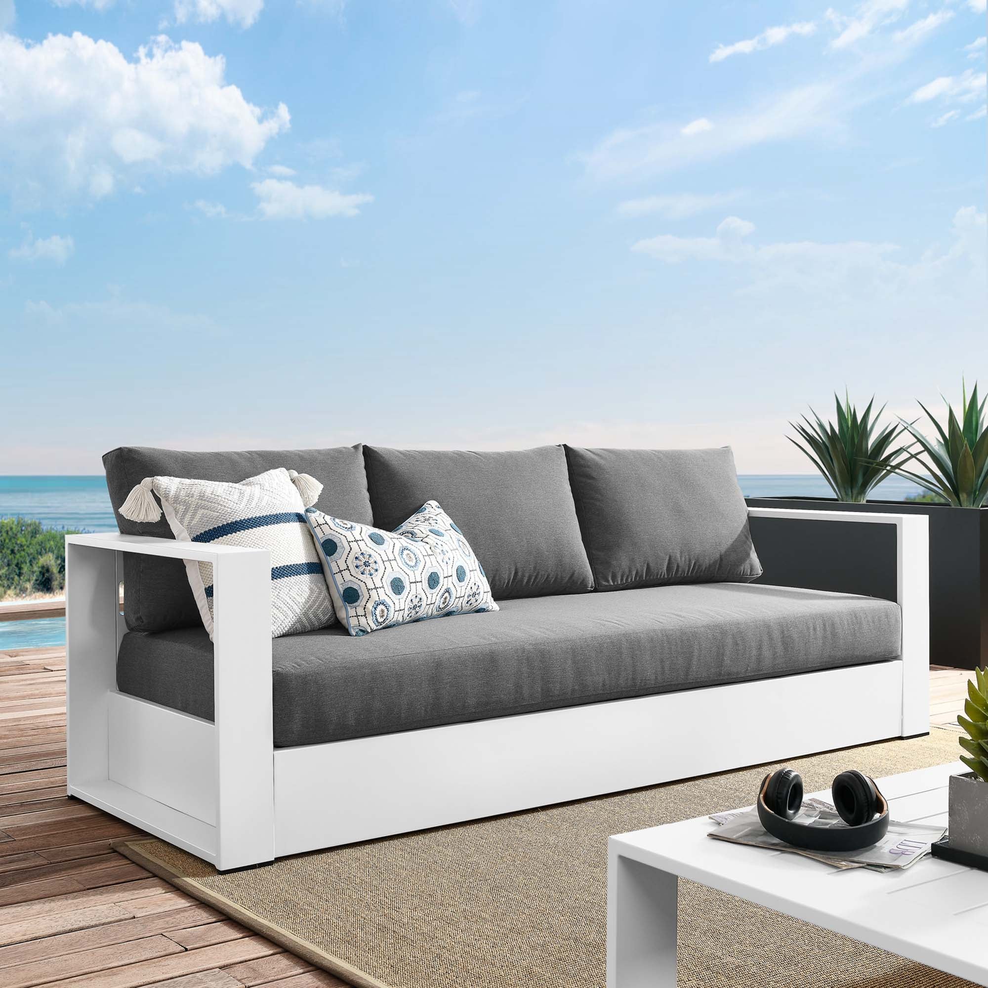 Tahoe Outdoor Patio Powder-Coated Aluminum Sofa by Modway - Image 8