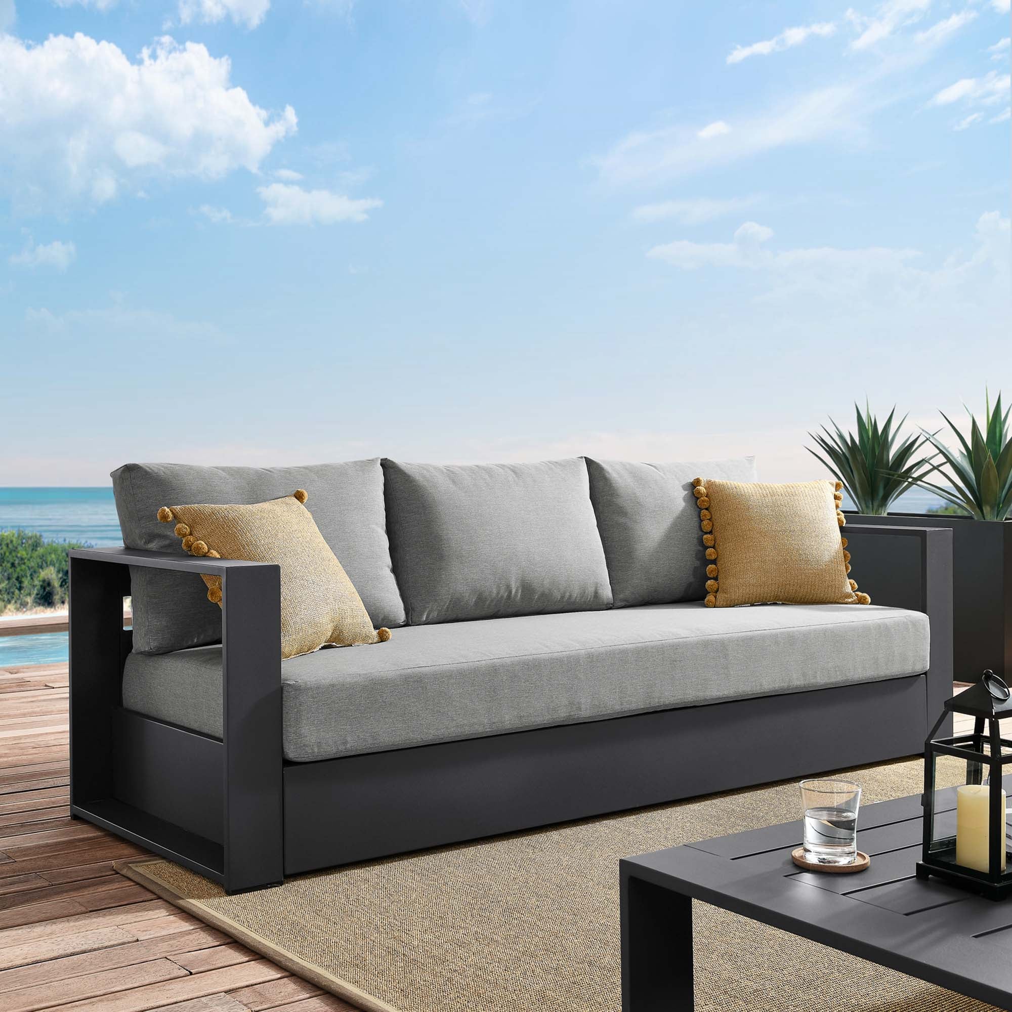 Tahoe Outdoor Patio Powder-Coated Aluminum Sofa by Modway - Image 9