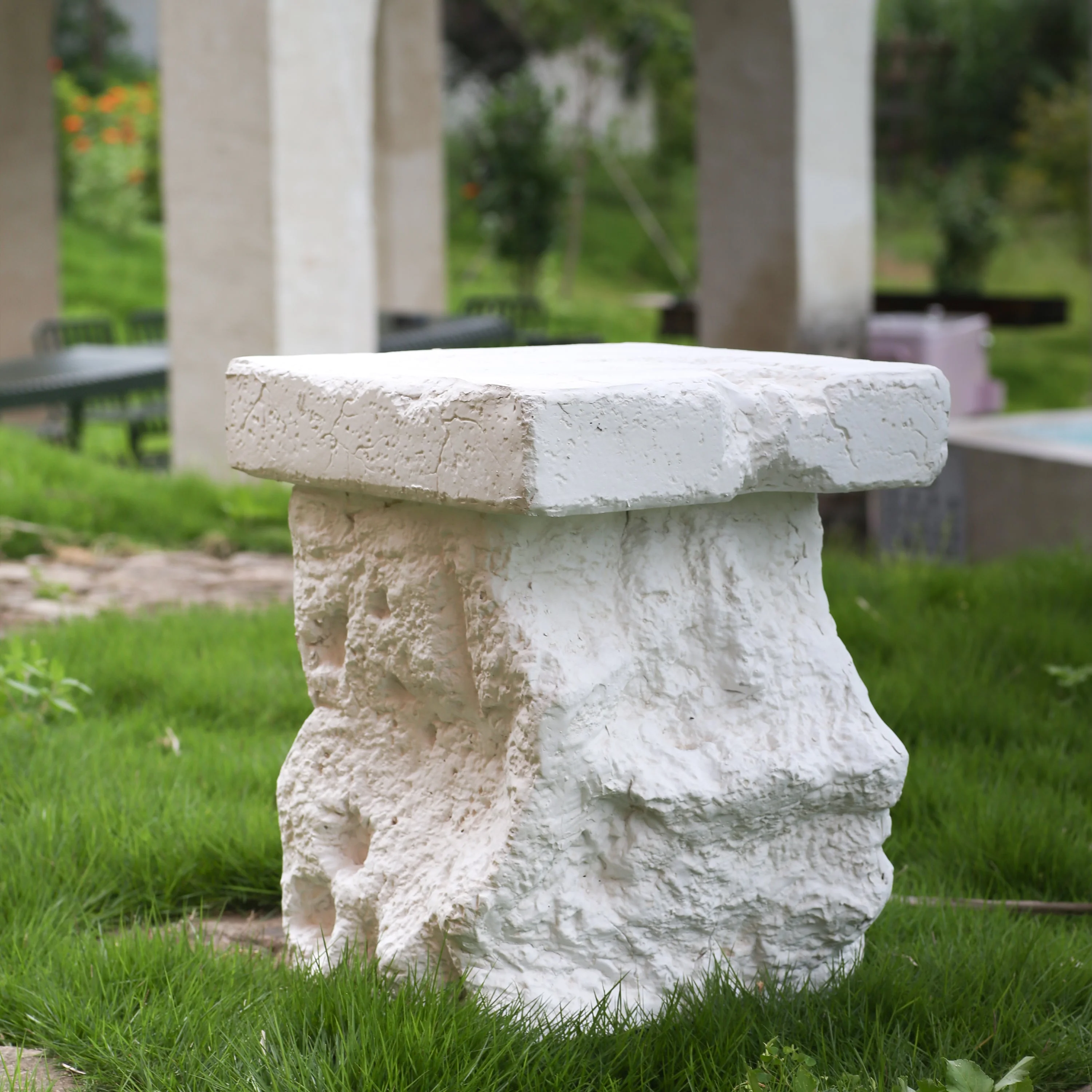 Talia Outdoor Patio Modern Artistry MGO Side Table, White - Image 2
