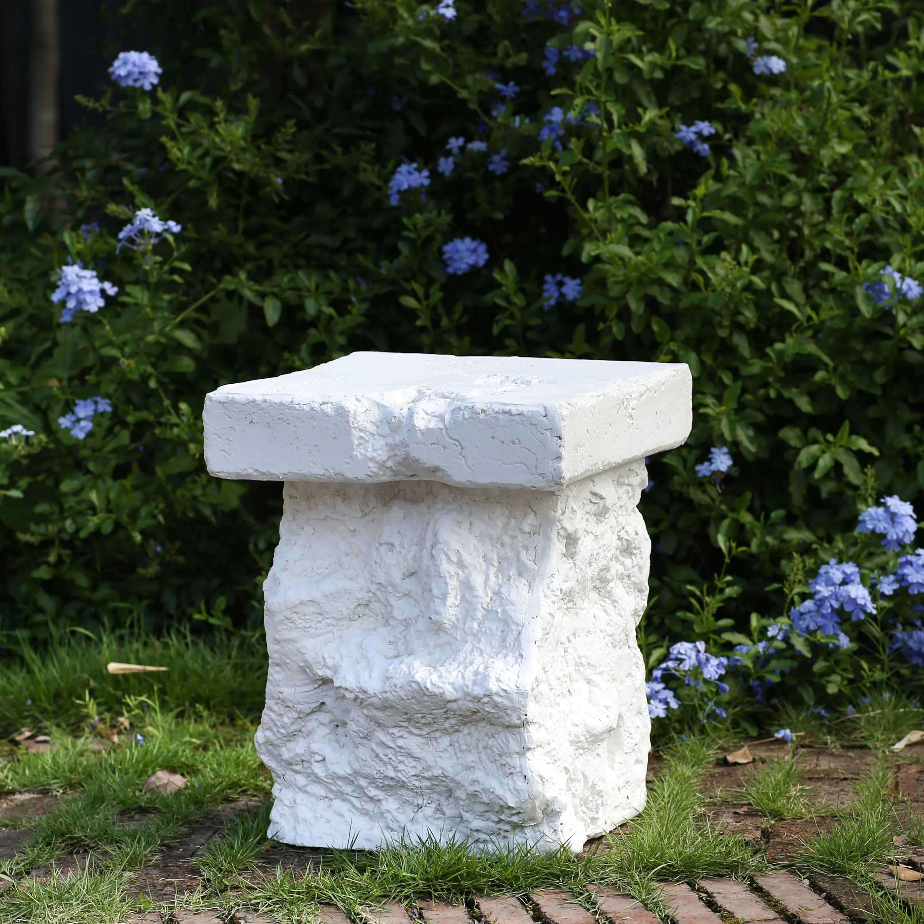 Talia Outdoor Patio Modern Artistry MGO Side Table, White - Image 3