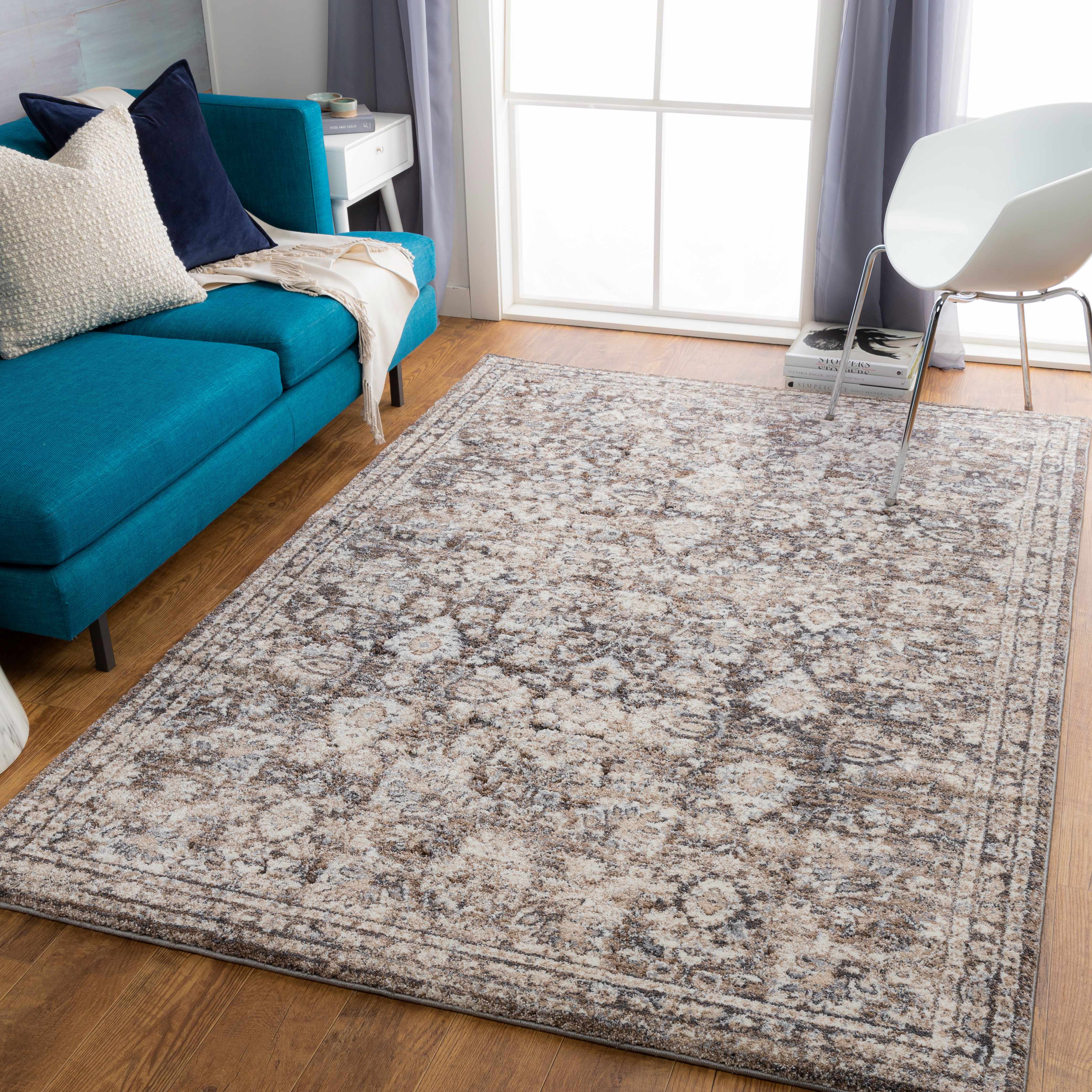 Talihina Brown Luxe Damask Rug - Image 2