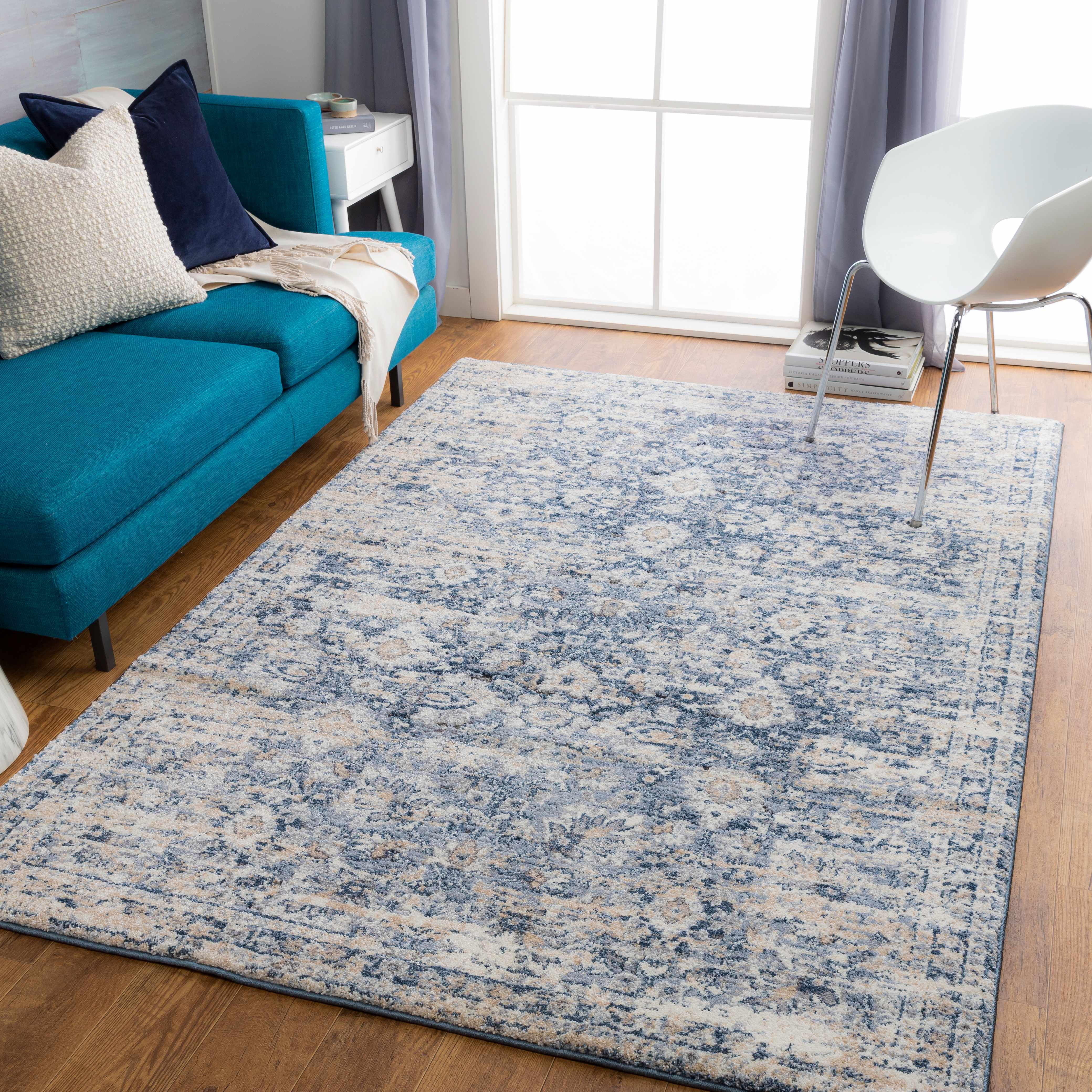 Talihina Denim Damask Area Rug - Image 2