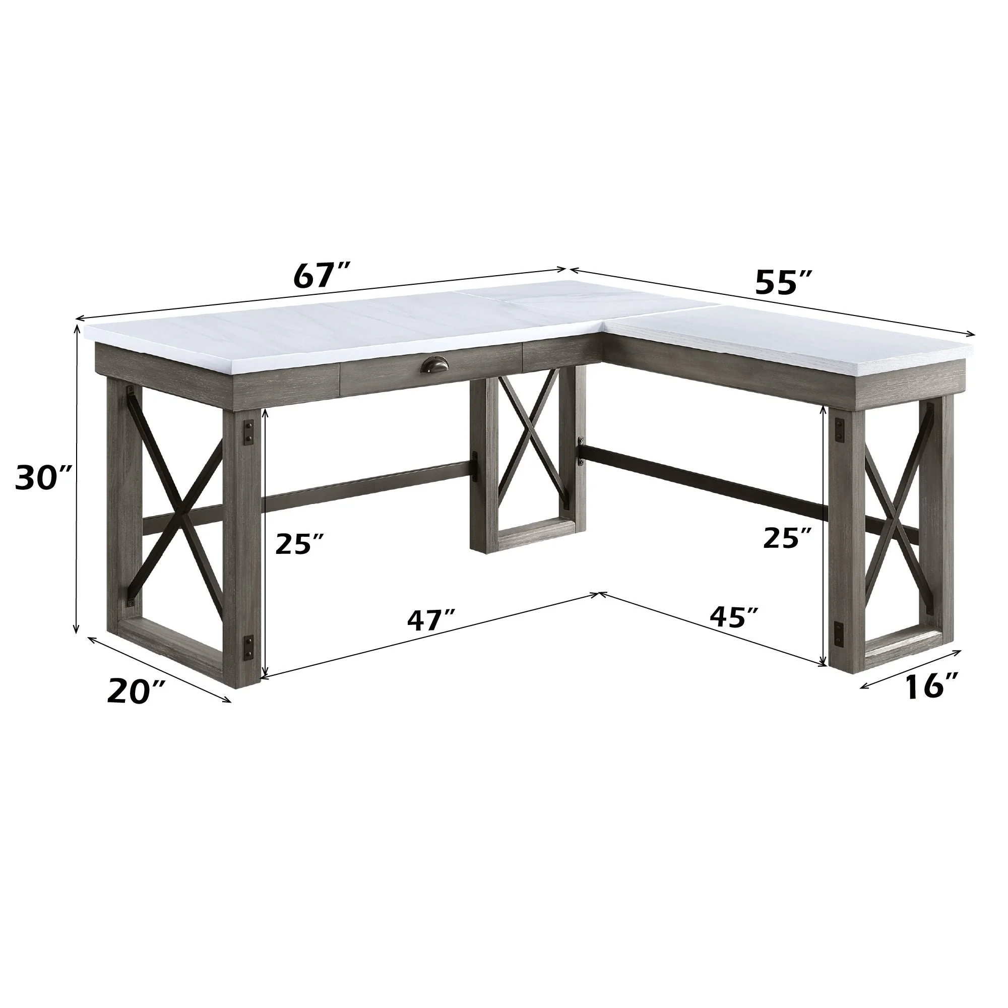 Talmar - Marble Top Weathered Writing Desk With Lift Top - Image 3