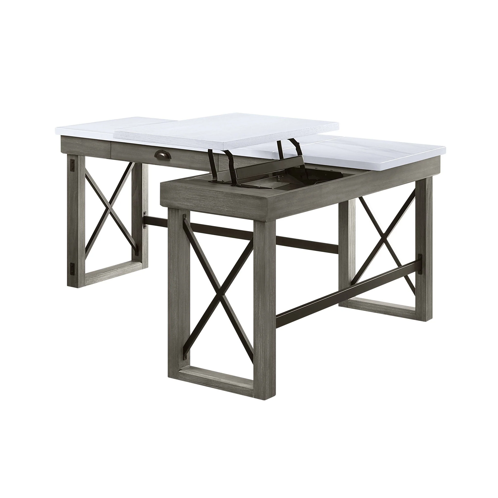 Talmar - Marble Top Weathered Writing Desk With Lift Top - Image 4