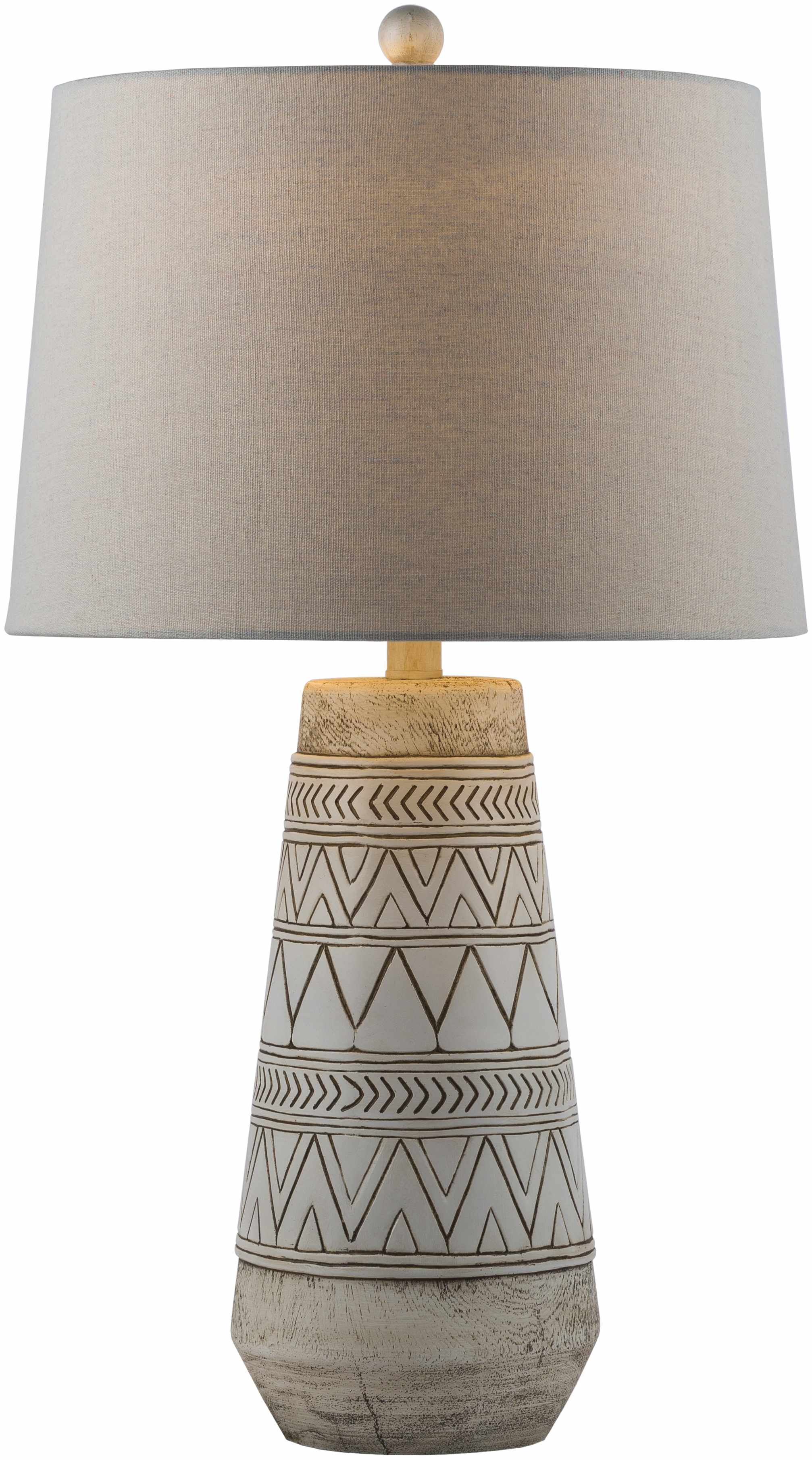 Tan and Cream Resin Lamp with White Linen Table Lamp - Image 10