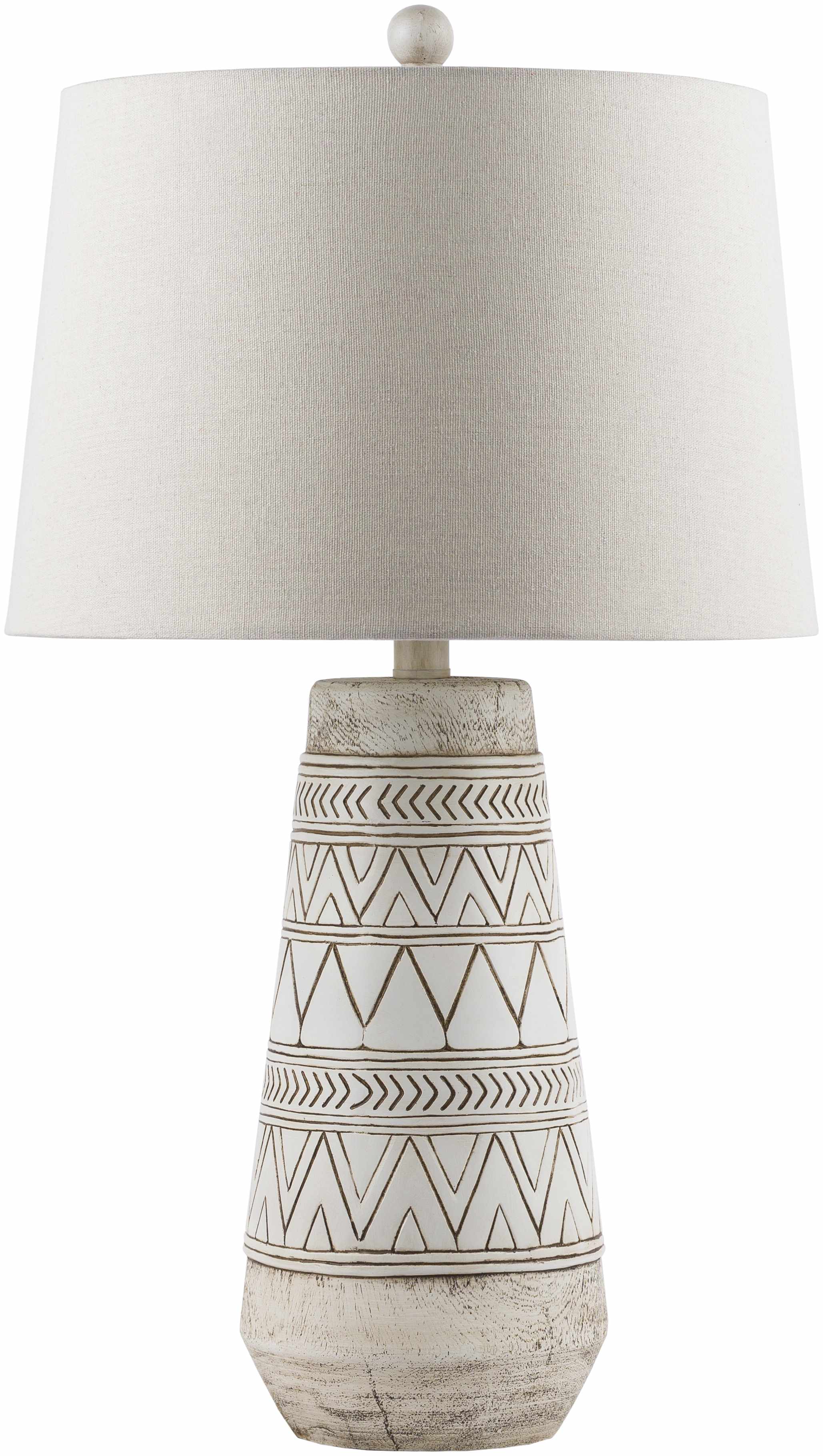 Tan and Cream Resin Lamp with White Linen Table Lamp - Image 2