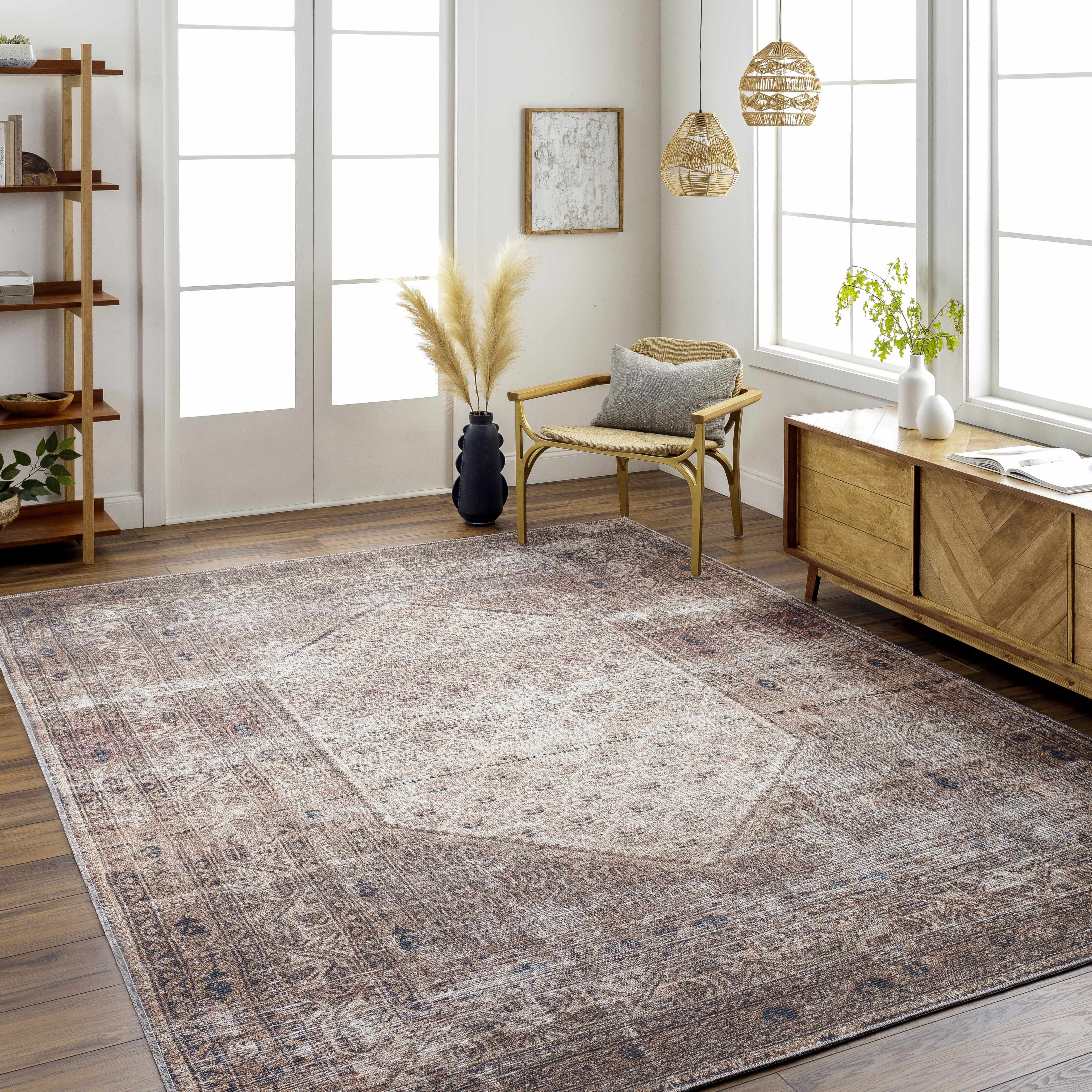 Tan Ormstown Distressed Washable Area Rug - Clearance - Image 14