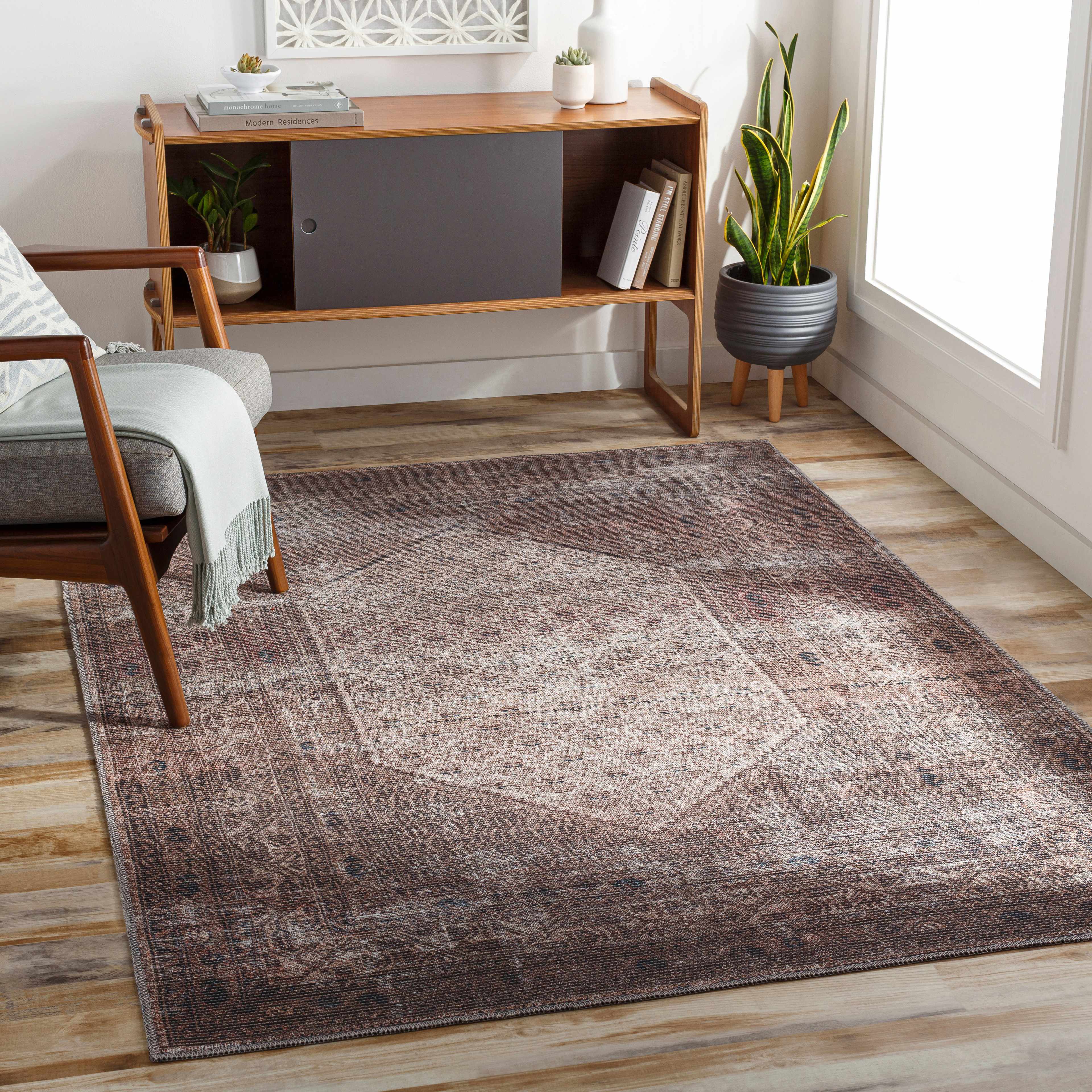 Tan Ormstown Distressed Washable Area Rug - Clearance - Image 2