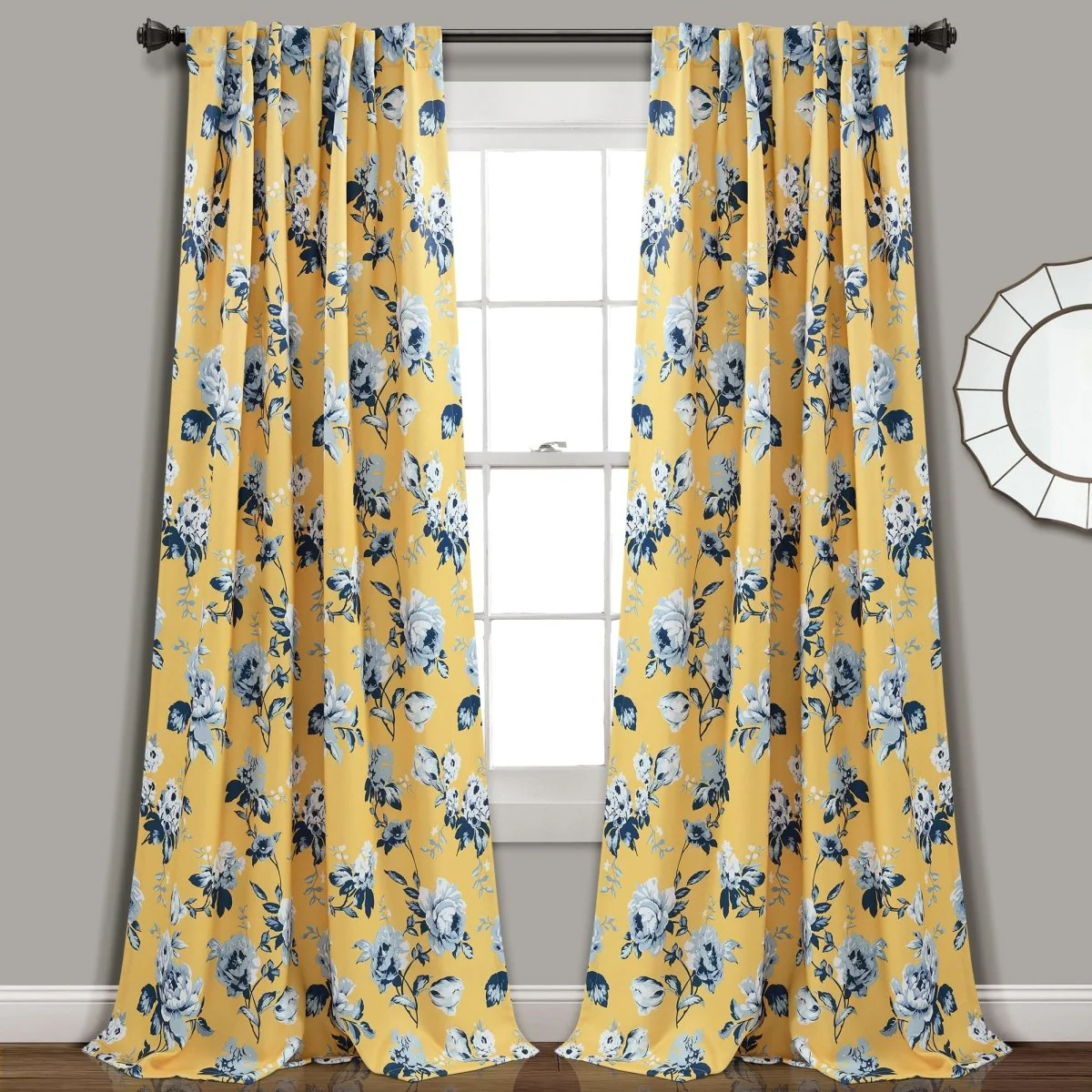 Tania Floral Light Filtering Window Curtain Panel Set - Image 2