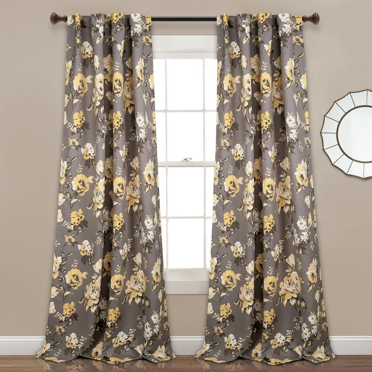 Tania Floral Light Filtering Window Curtain Panel Set - Image 9