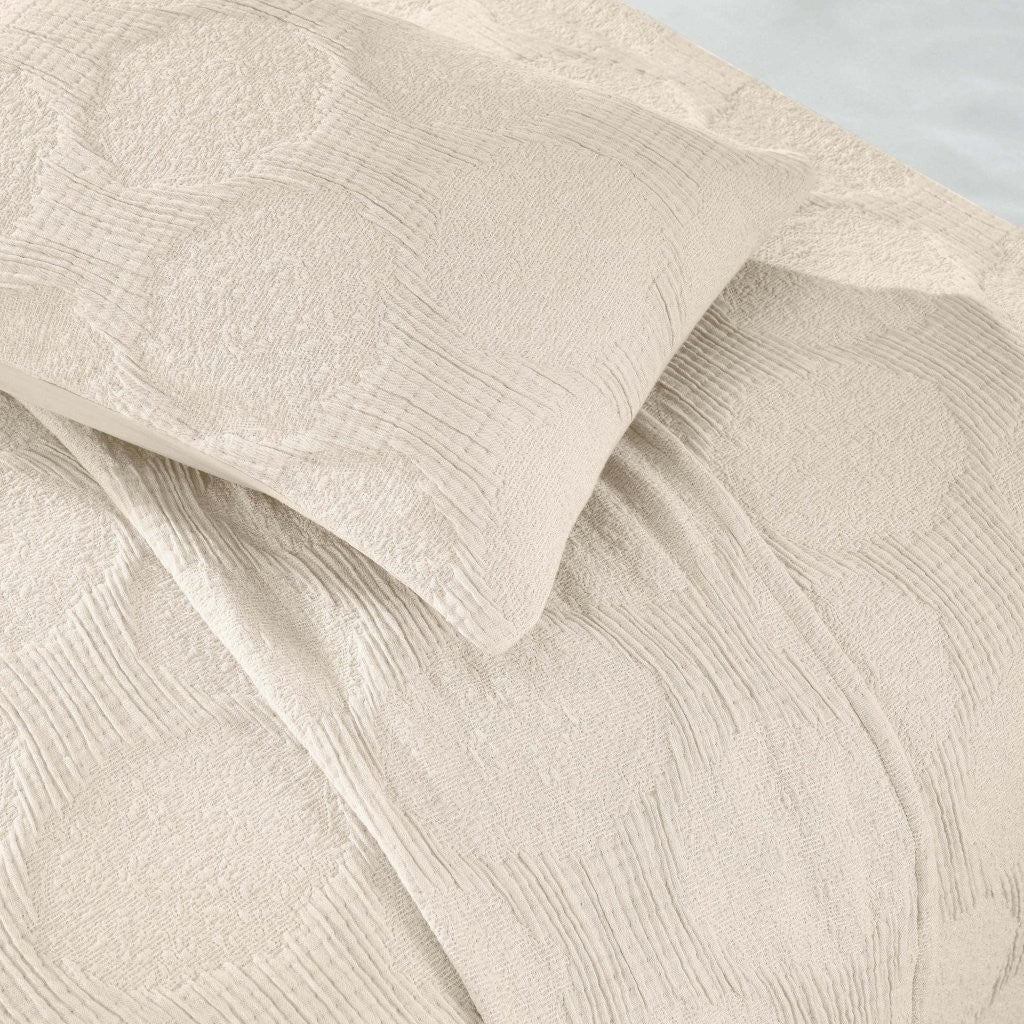 Tanta Cotton Medium Weight Textured Modern Circles Woven Coverlet - Image 12