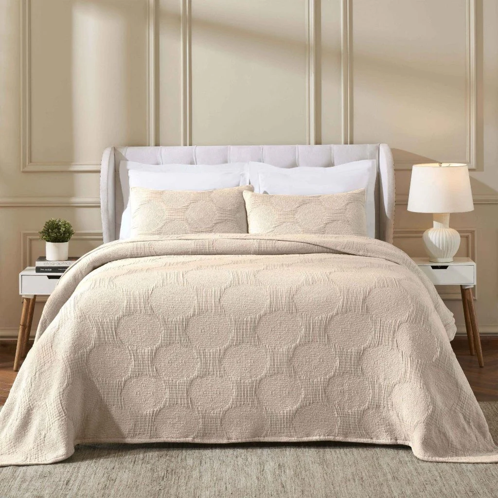 Tanta Cotton Medium Weight Textured Modern Circles Woven Coverlet - Image 13