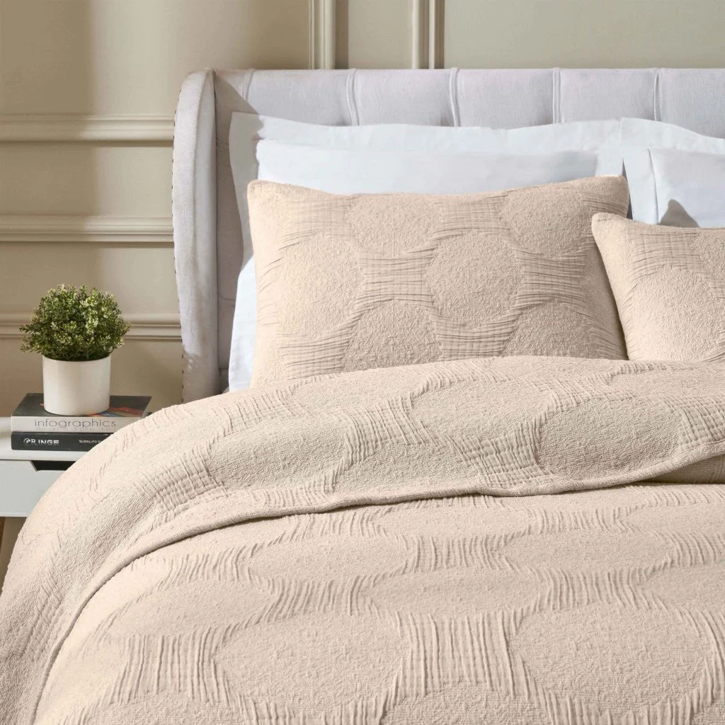 Tanta Cotton Medium Weight Textured Modern Circles Woven Coverlet - Image 14