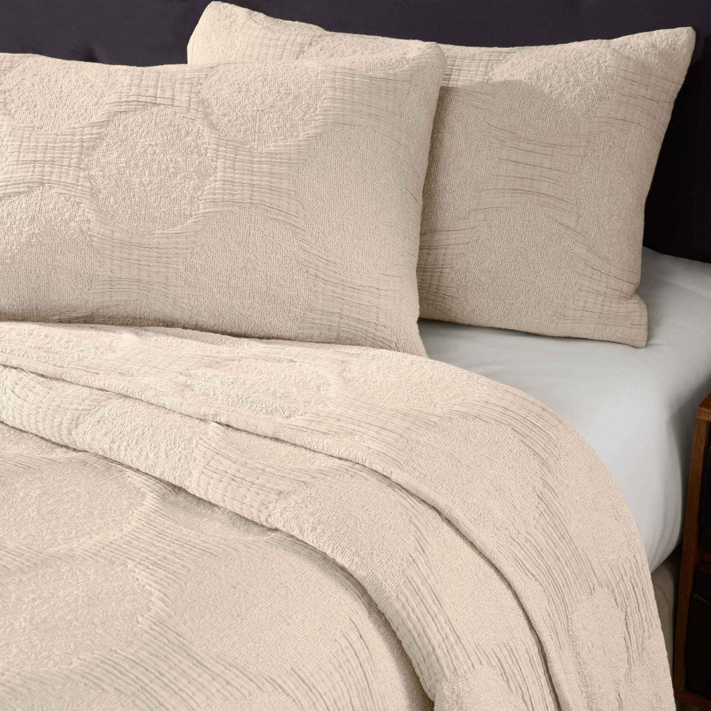 Tanta Cotton Medium Weight Textured Modern Circles Woven Coverlet - Image 15