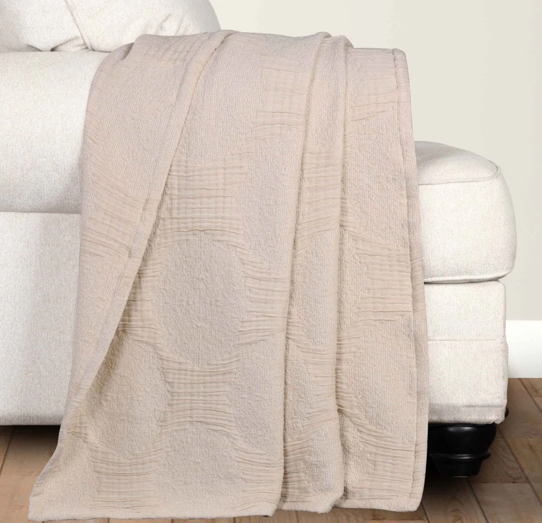 Tanta Cotton Medium Weight Textured Modern Circles Woven Coverlet - Image 16