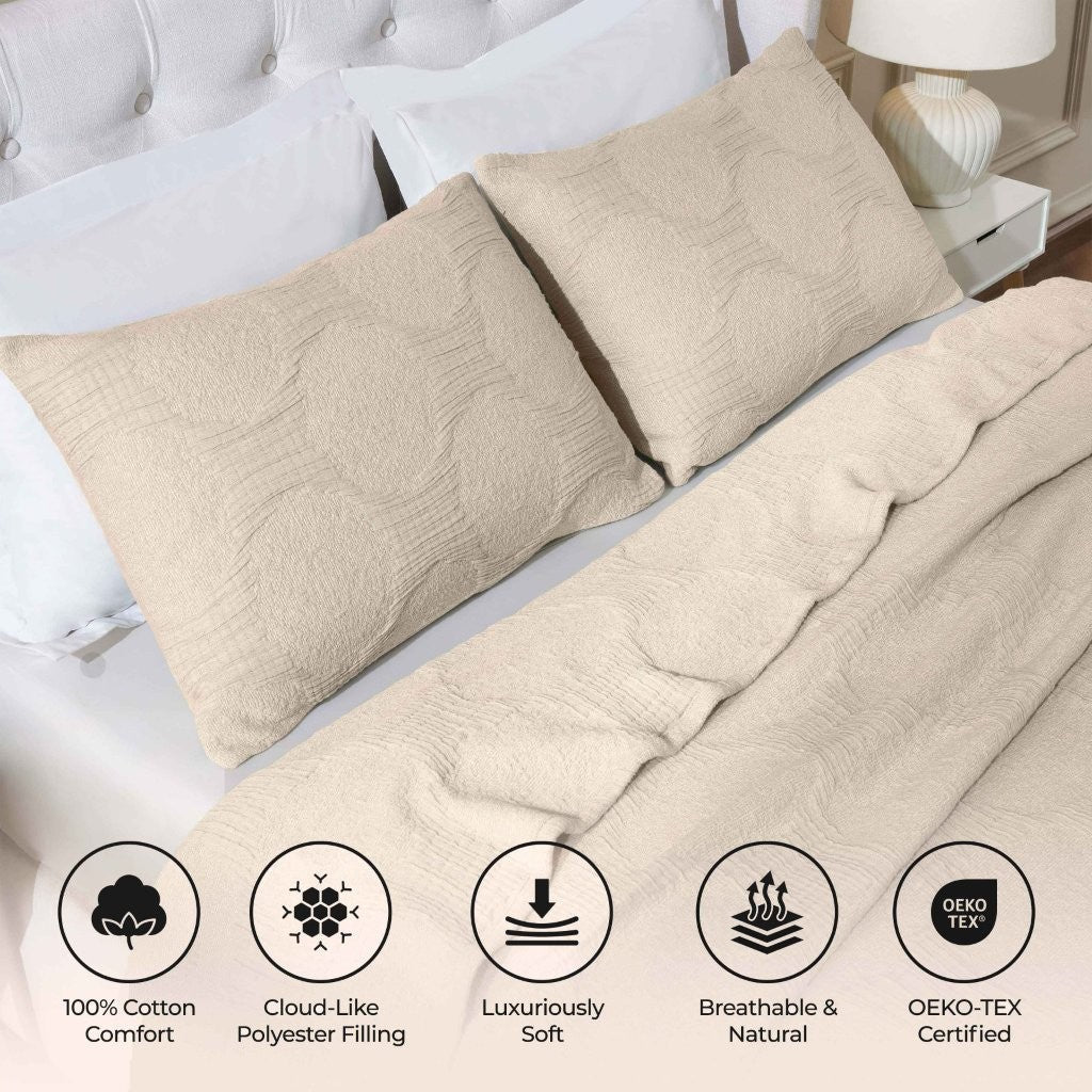 Tanta Cotton Medium Weight Textured Modern Circles Woven Coverlet - Image 20