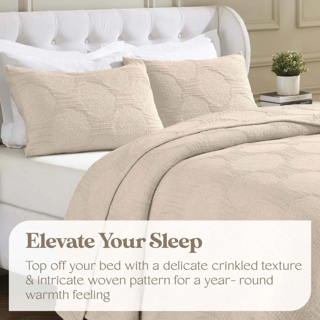 Tanta Cotton Medium Weight Textured Modern Circles Woven Coverlet - Image 21