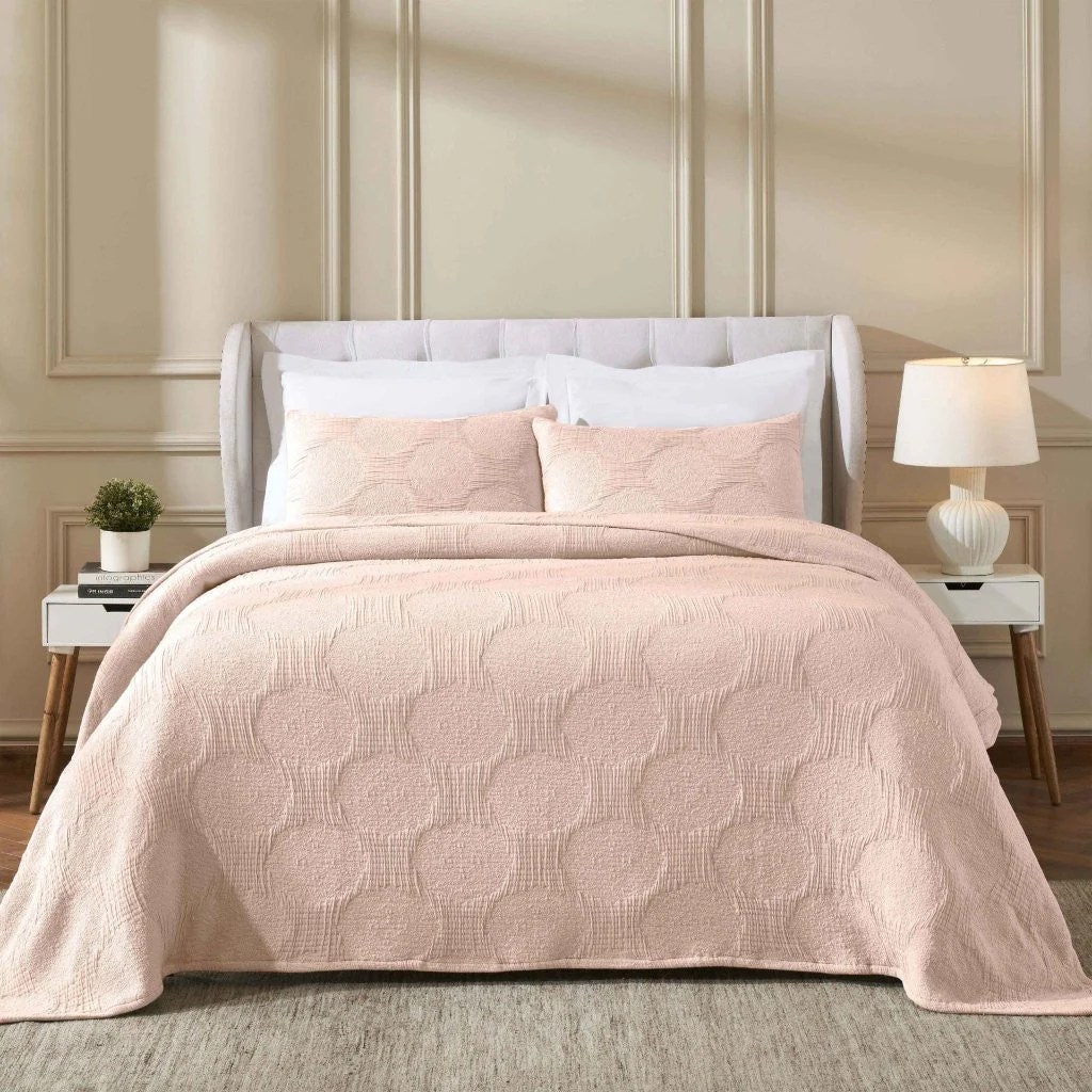 Tanta Cotton Medium Weight Textured Modern Circles Woven Coverlet - Image 25