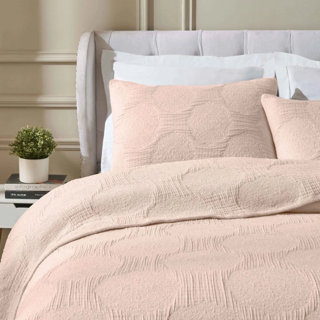 Tanta Cotton Medium Weight Textured Modern Circles Woven Coverlet - Image 26