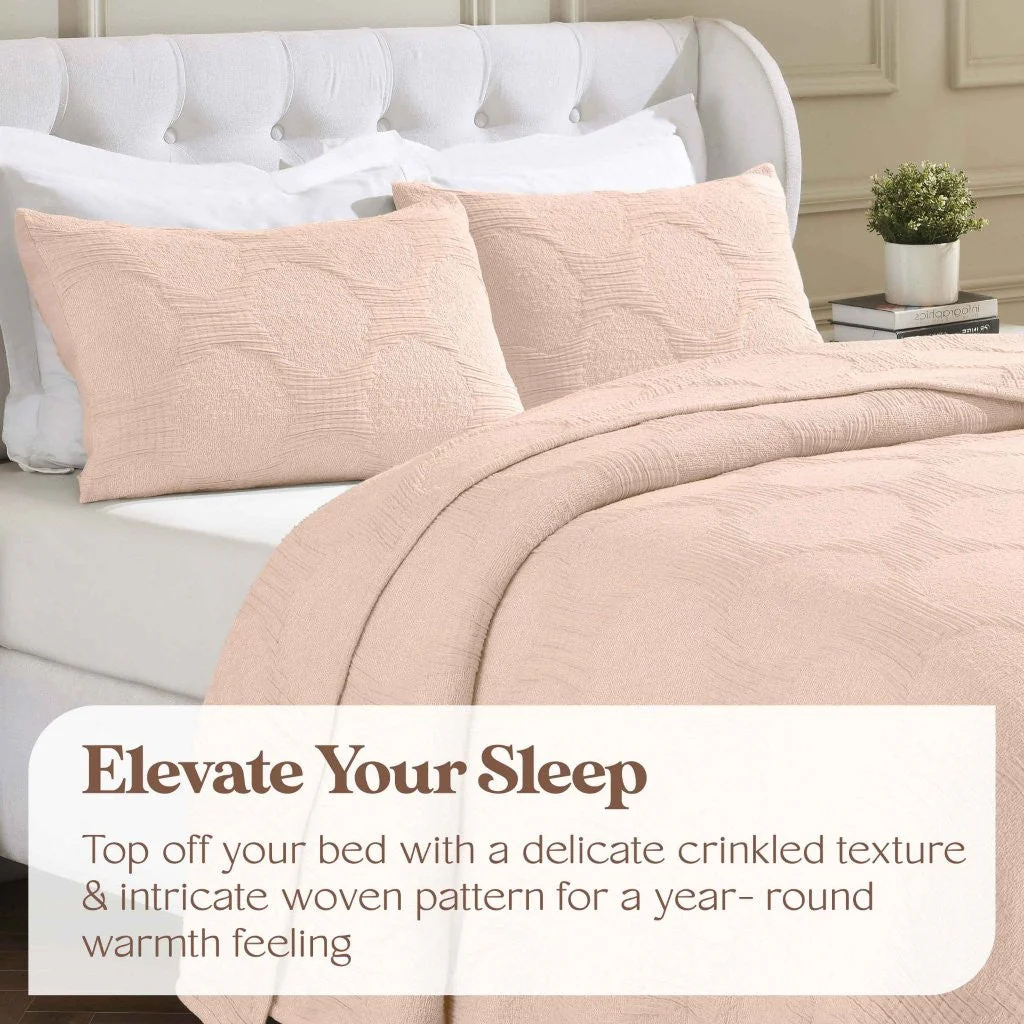 Tanta Cotton Medium Weight Textured Modern Circles Woven Coverlet - Image 33