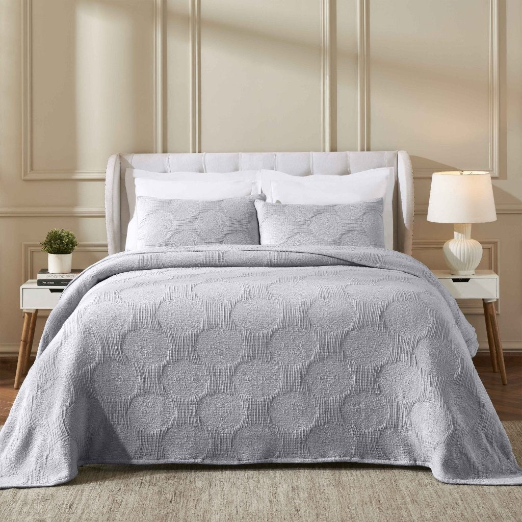Tanta Cotton Medium Weight Textured Modern Circles Woven Coverlet - Image 37