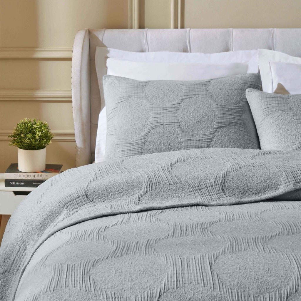 Tanta Cotton Medium Weight Textured Modern Circles Woven Coverlet - Image 38