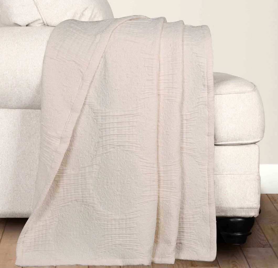 Tanta Cotton Medium Weight Textured Modern Circles Woven Coverlet - Image 4