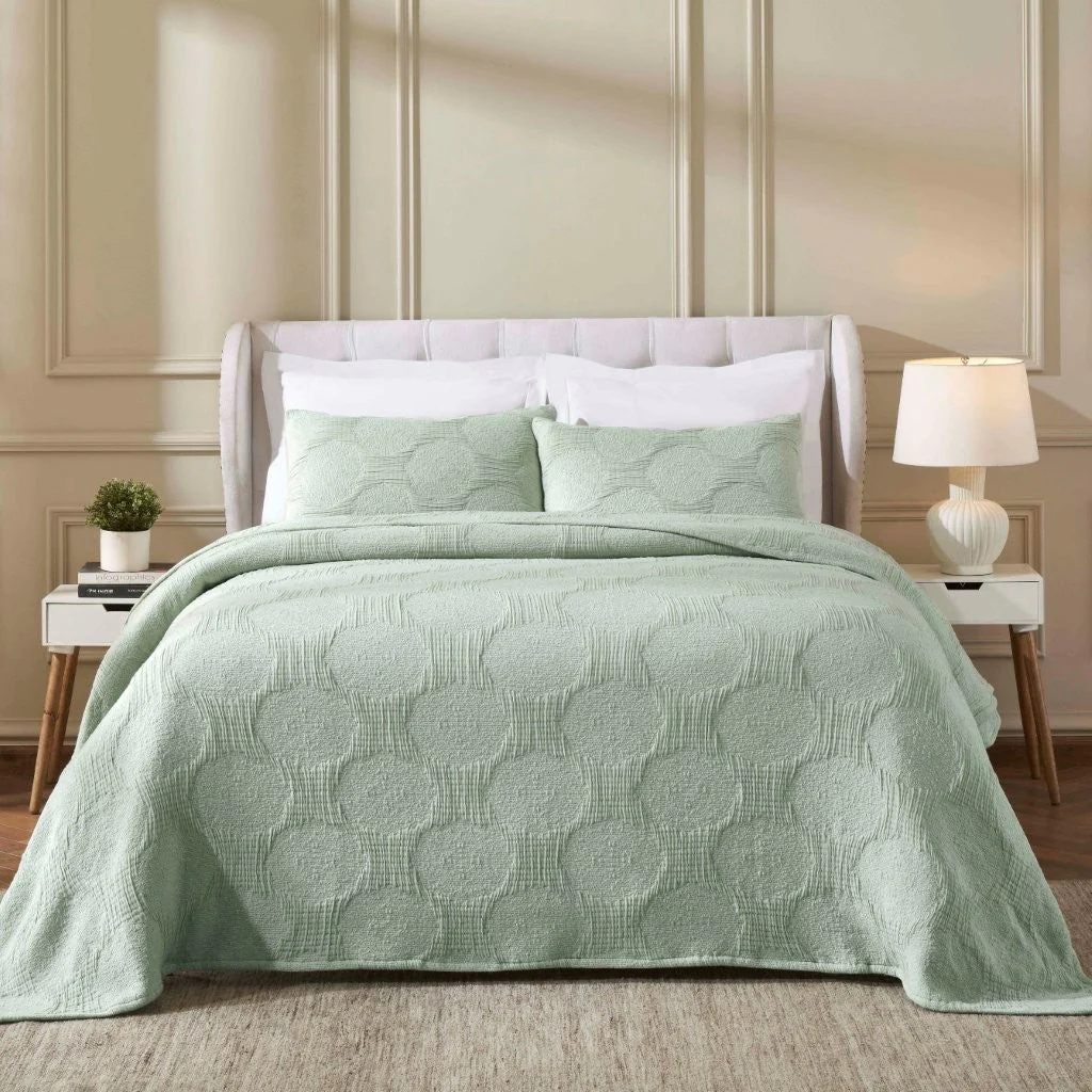 Tanta Cotton Medium Weight Textured Modern Circles Woven Coverlet - Image 49
