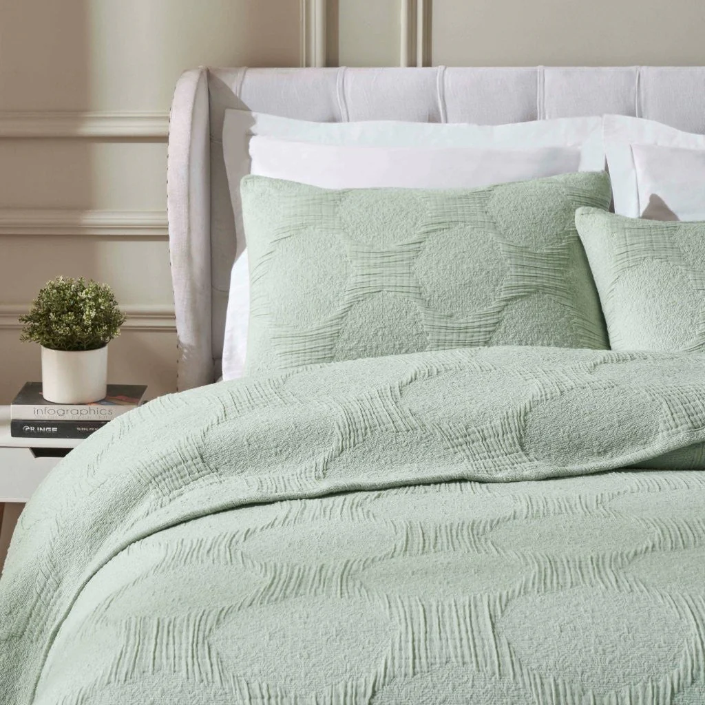 Tanta Cotton Medium Weight Textured Modern Circles Woven Coverlet - Image 50