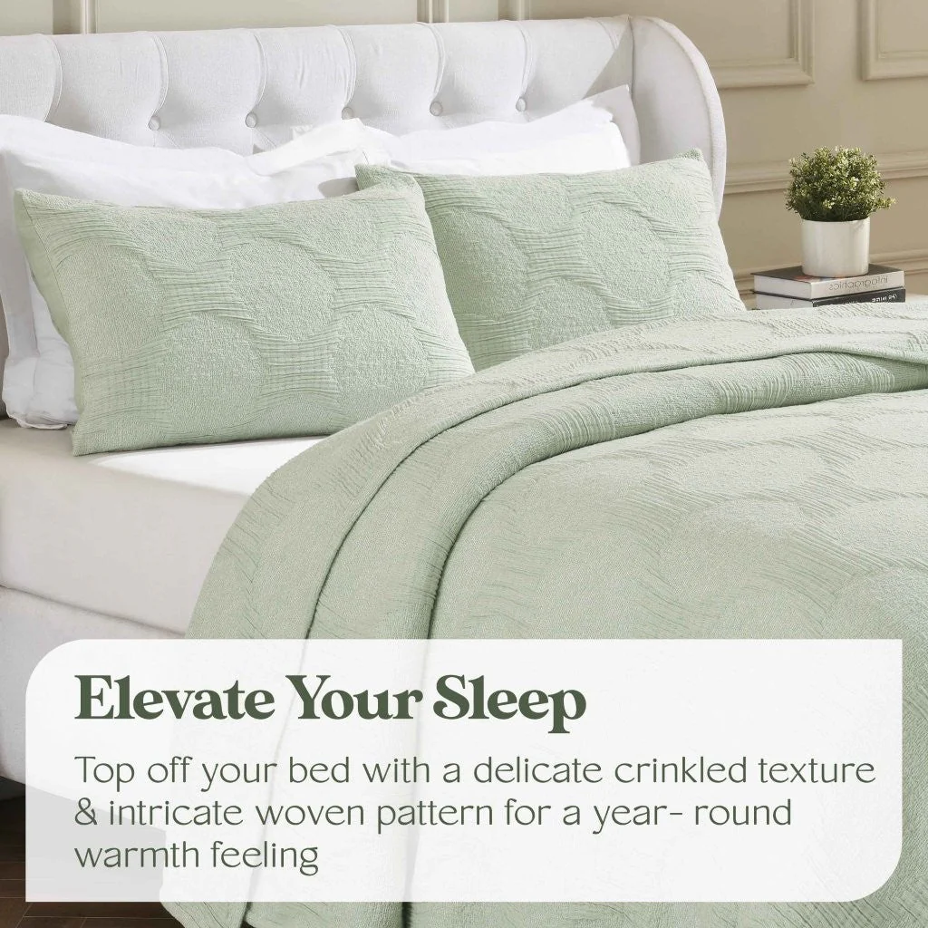 Tanta Cotton Medium Weight Textured Modern Circles Woven Coverlet - Image 57