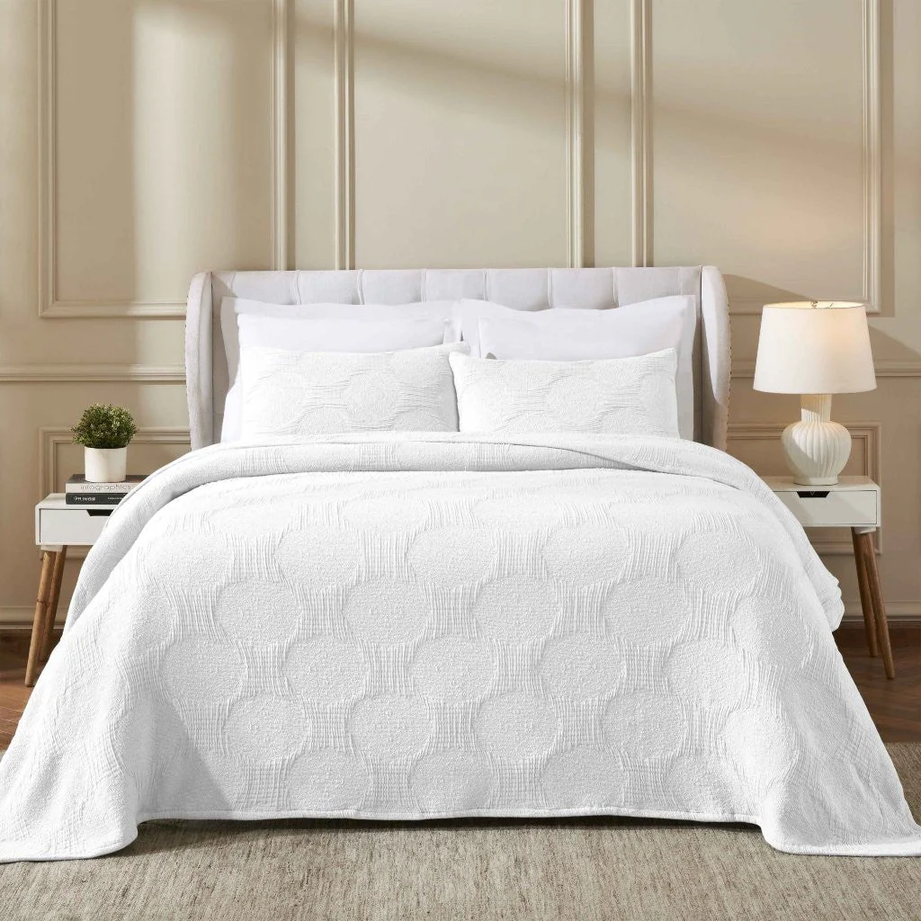 Tanta Cotton Medium Weight Textured Modern Circles Woven Coverlet - Image 61